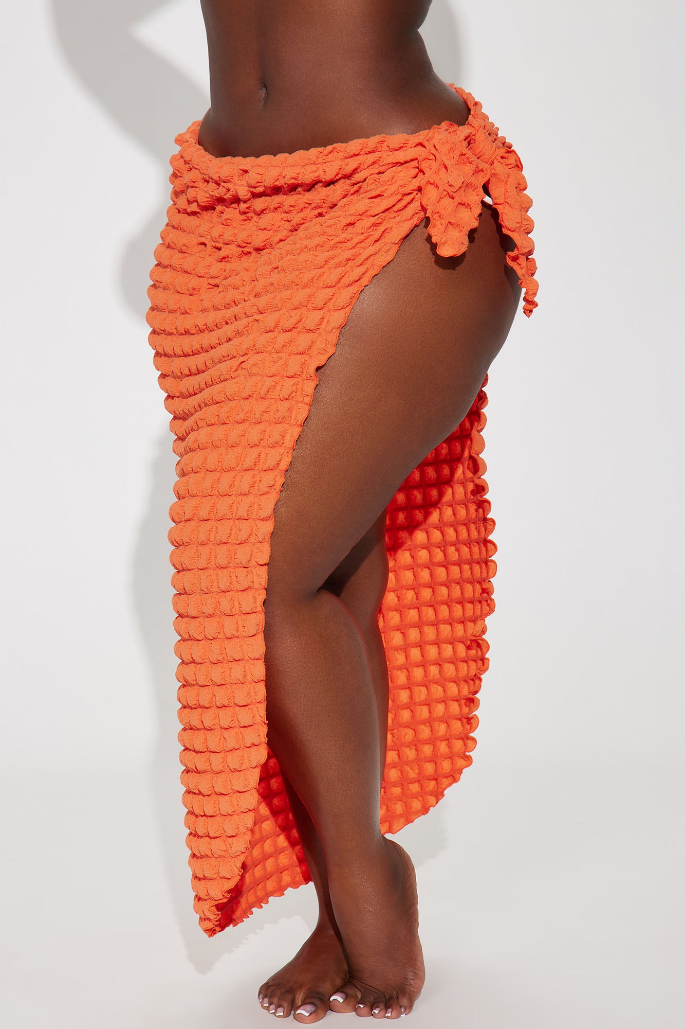 Bri Bubble Maxi Cover Up Tie Sarong - Orange - Image 4