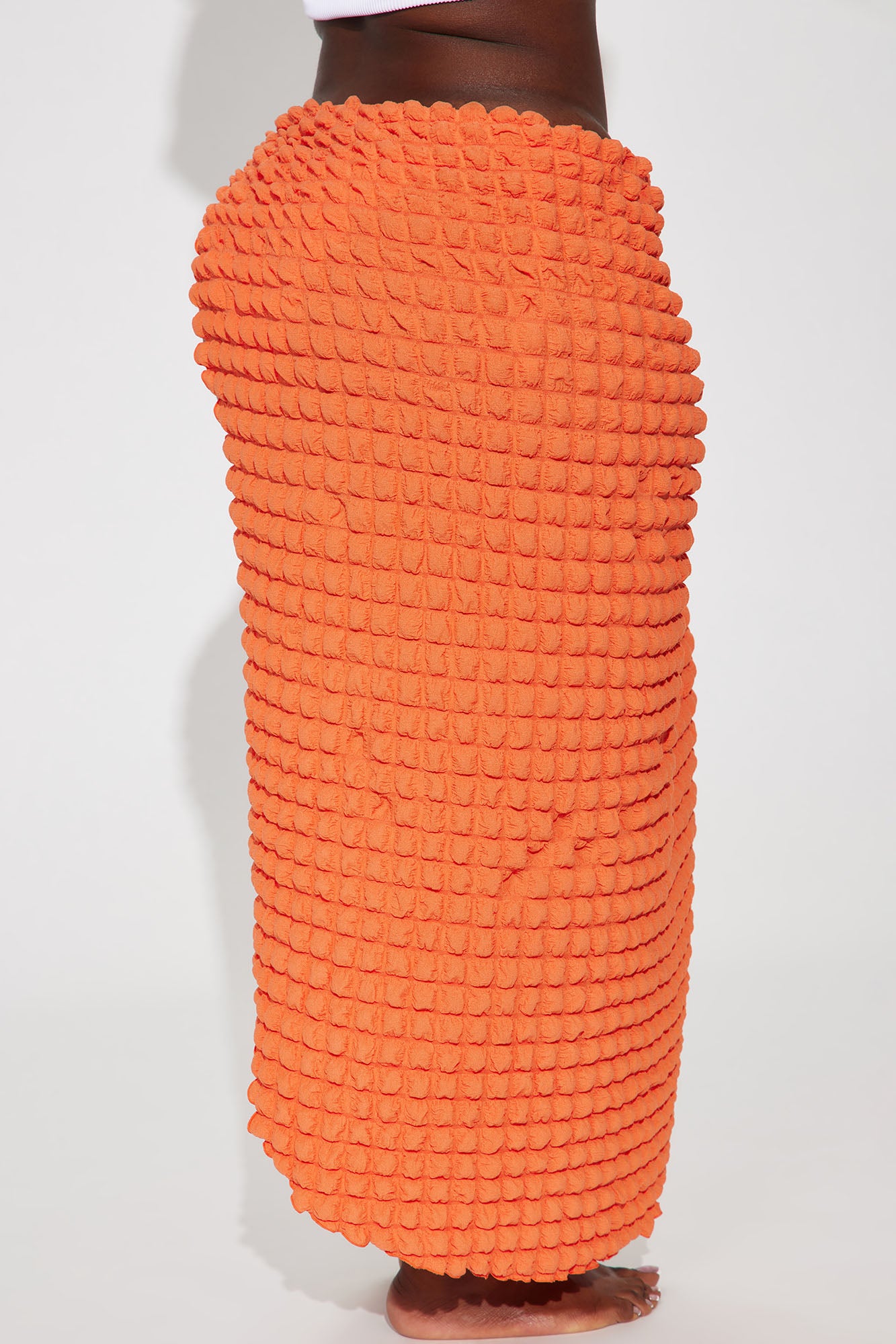 Bri Bubble Maxi Cover Up Tie Sarong - Orange - Image 6