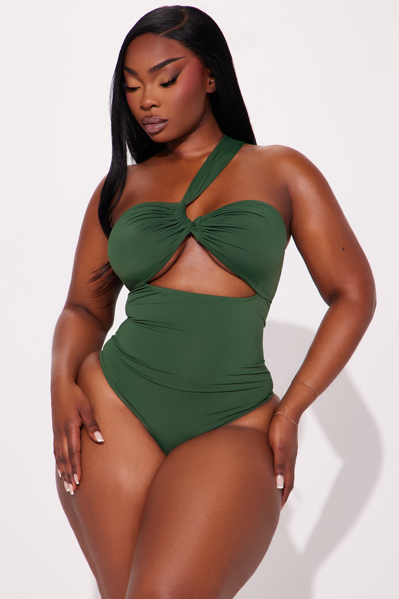 Ready For The Summer Cutout 1 Piece Swimsuit - Olive - Image 4