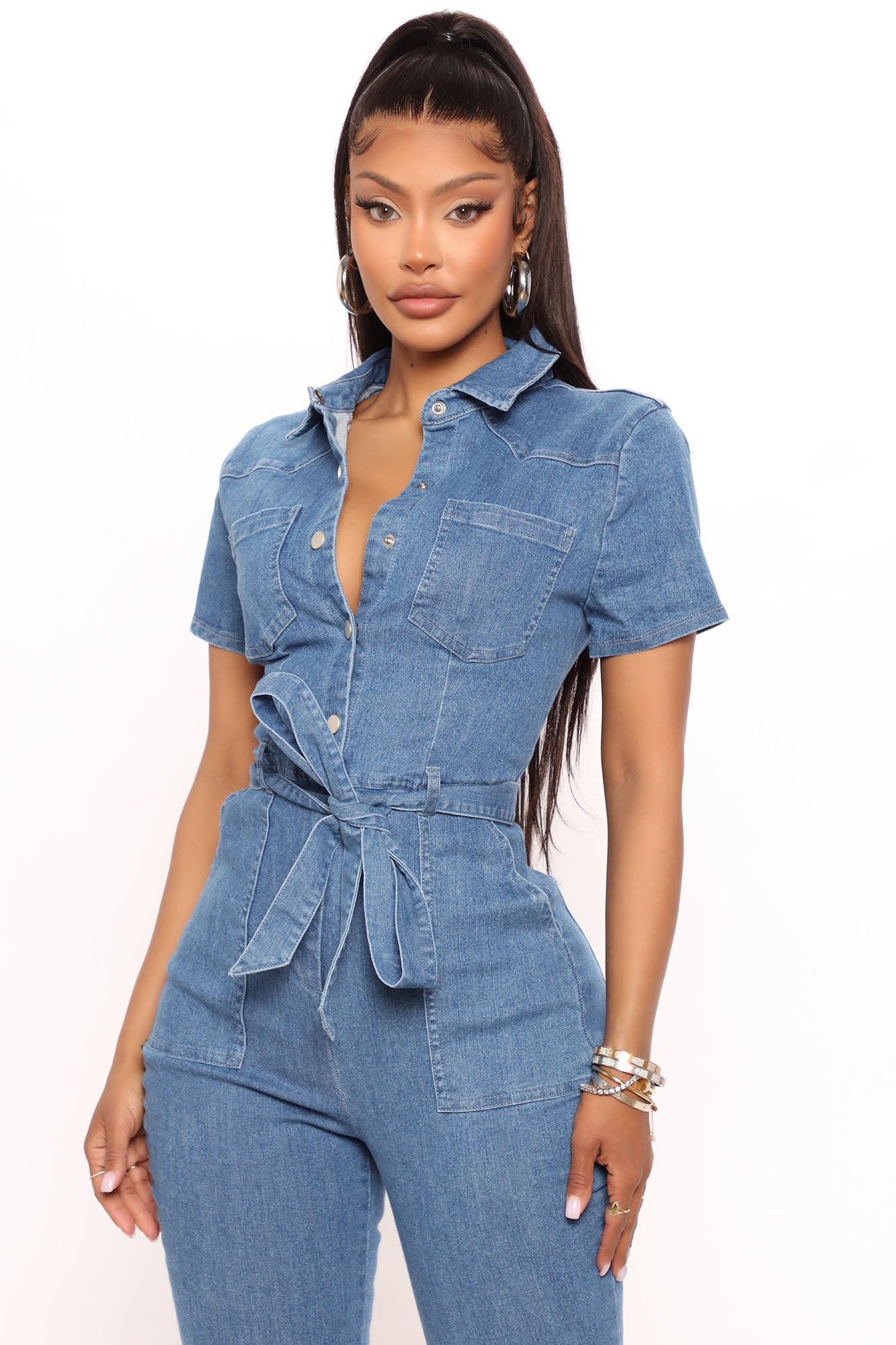 Texas Baby Denim Jumpsuit - Medium Wash - Image 3