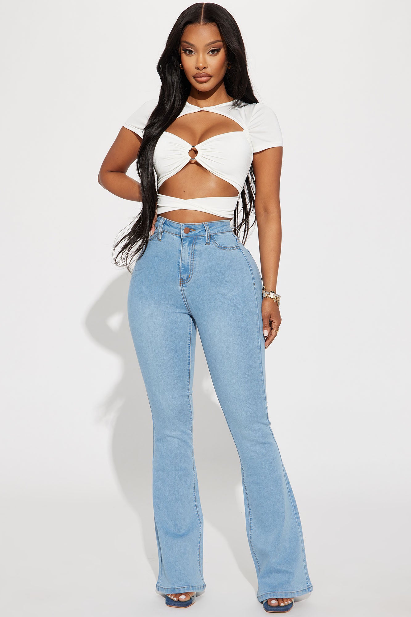 Deep In My Soul Flare Jeans - Light Blue Wash - Image 3