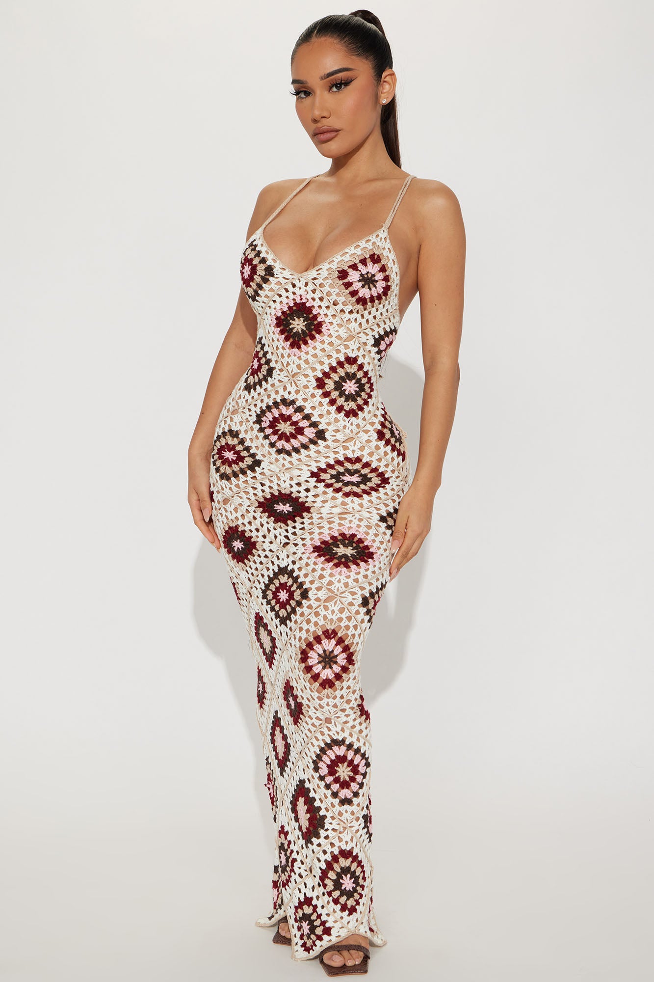 Amalfi Coast Crochet Maxi Dress - Cream/combo - Image 3