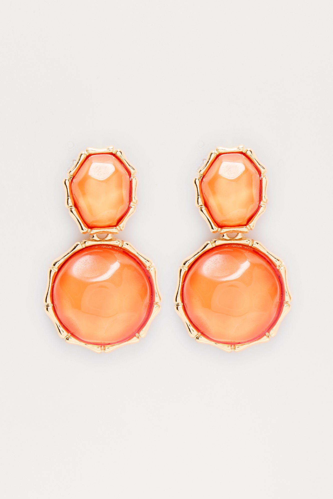 Damaris Marble Jeweled Drop Earrings - Orange - Image 3