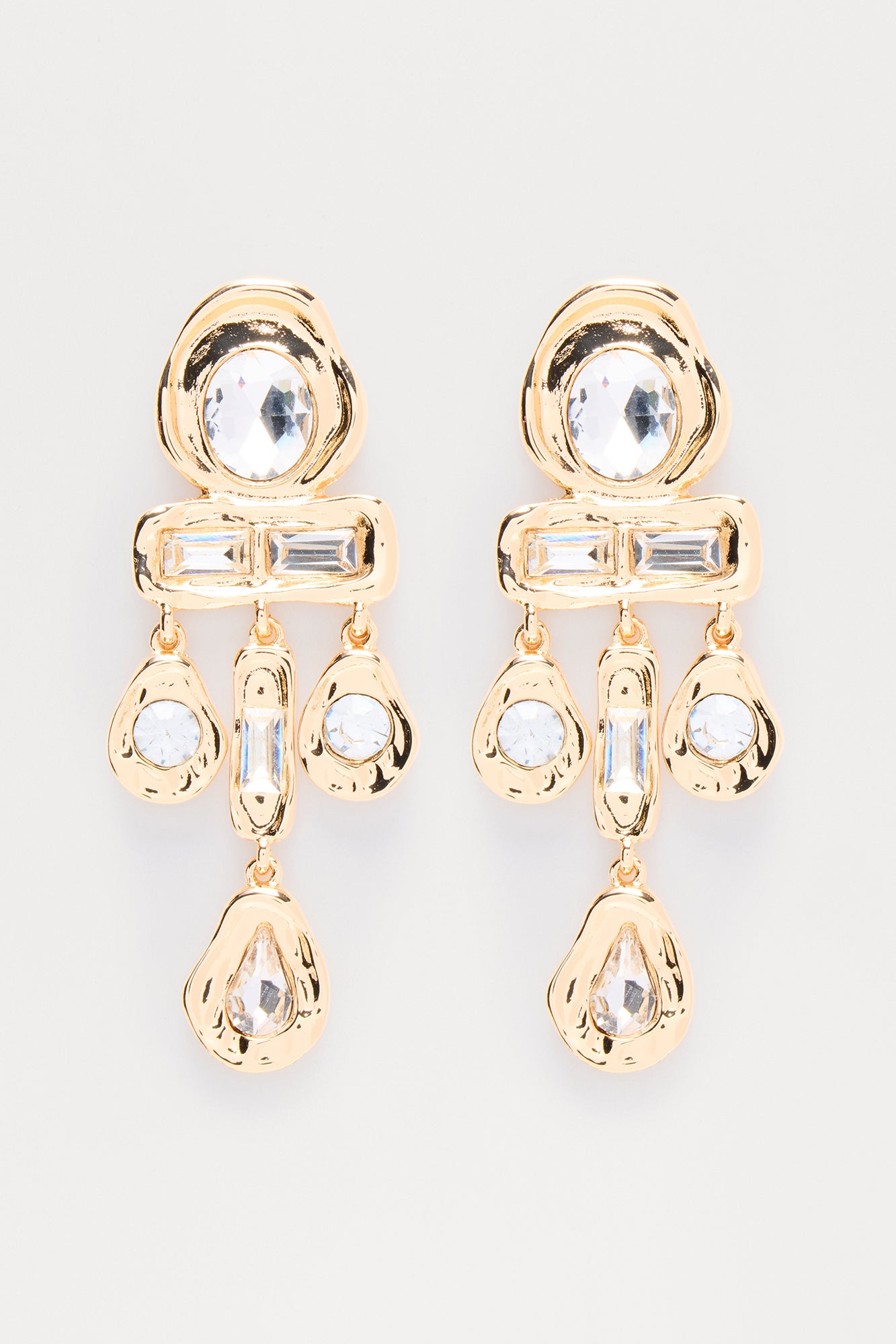 Classy Gem Drop Earrings - Gold - Image 3