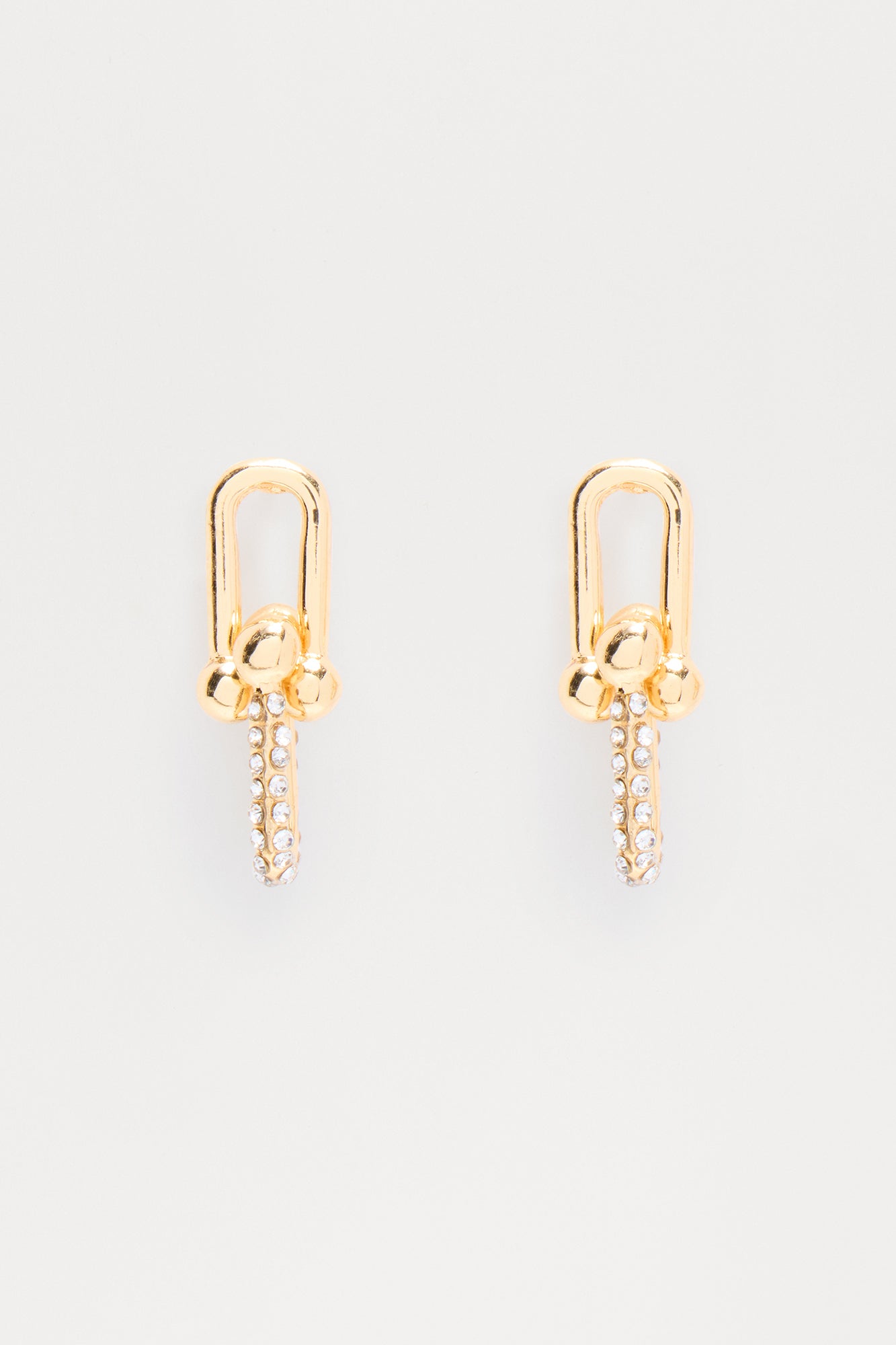 Dewdrop Glam Rhinestone Trim Drop Earrings - Gold - Image 3
