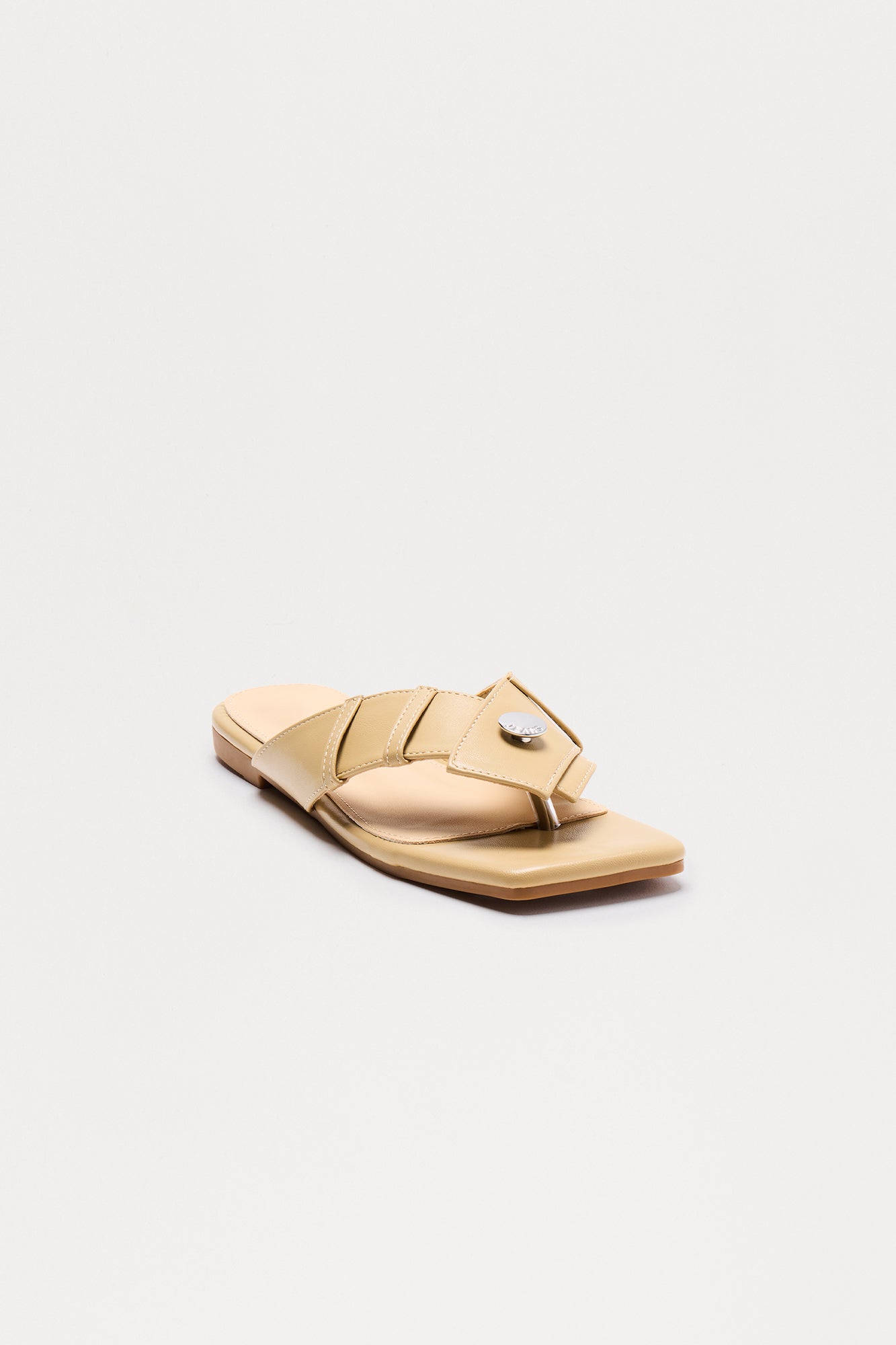 Venture Faux Leather Flip Flops - Beige - Image 3