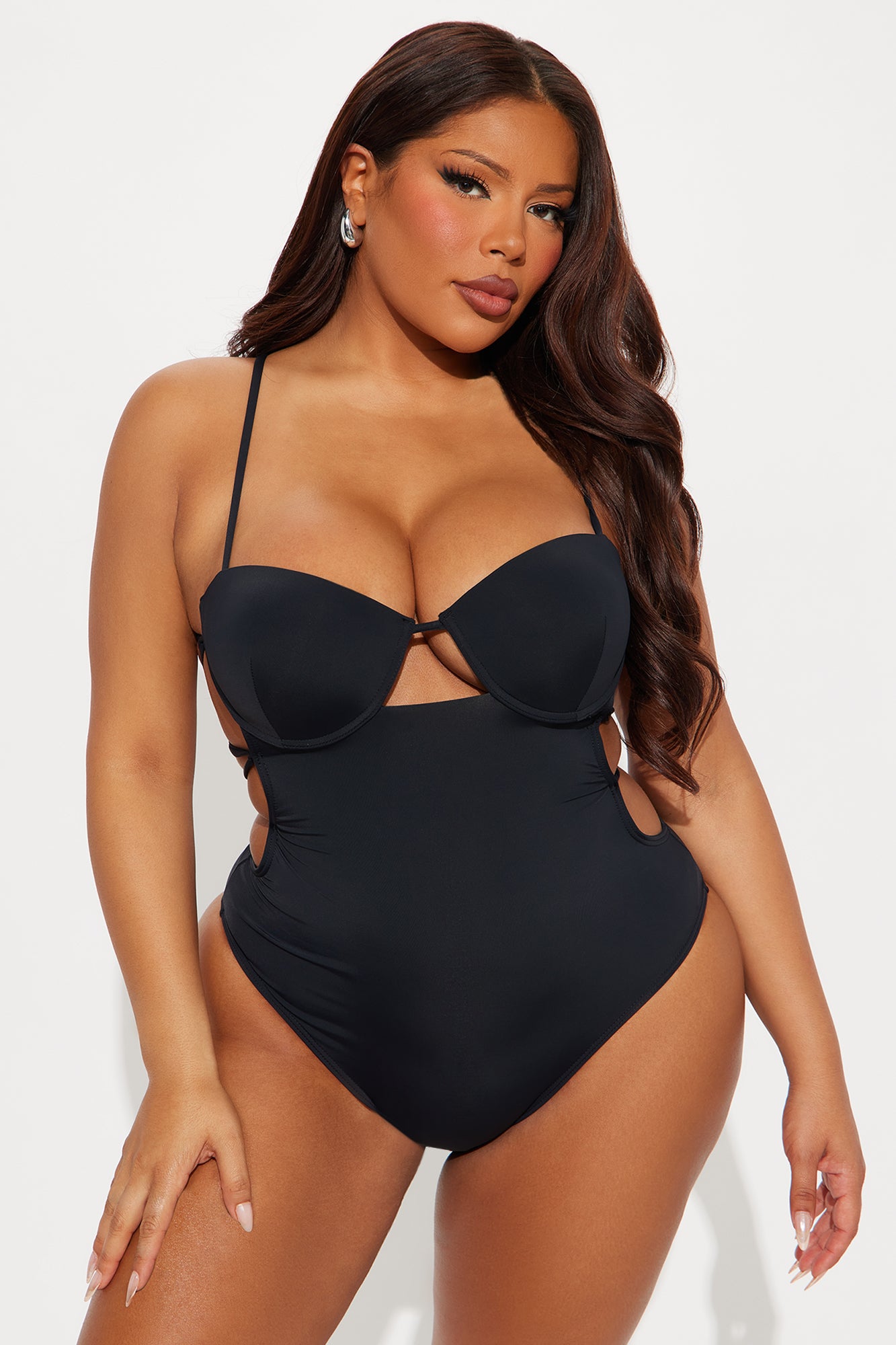 Villa Classic Strappy Underwire 1 Piece Swimsuit - Black - Image 4