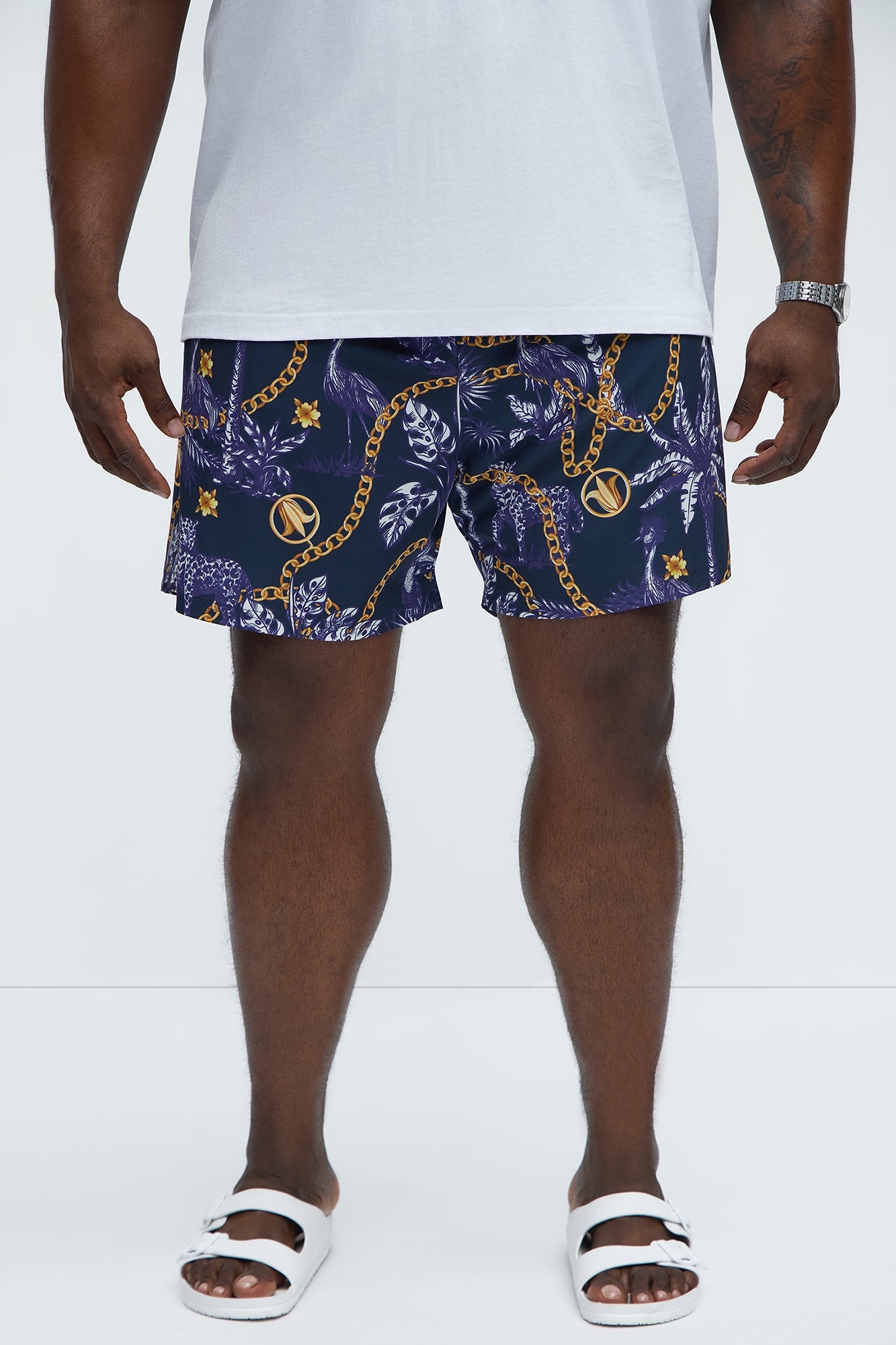 Chain Link Swim Mid Trunk - Navy/combo - Image 5