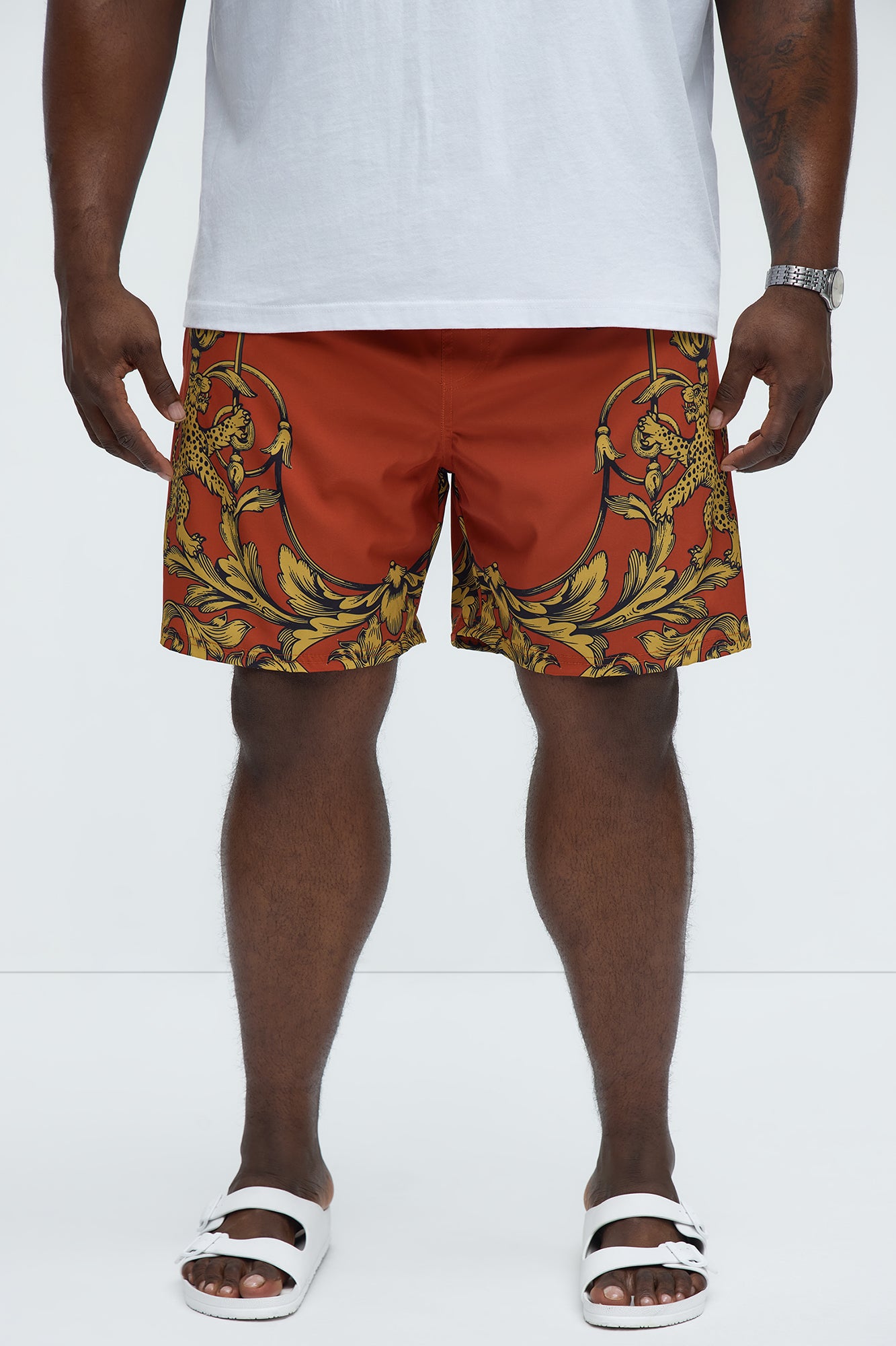 Arcola Baroque Swim Classic Trunk - Orange/combo - Image 5