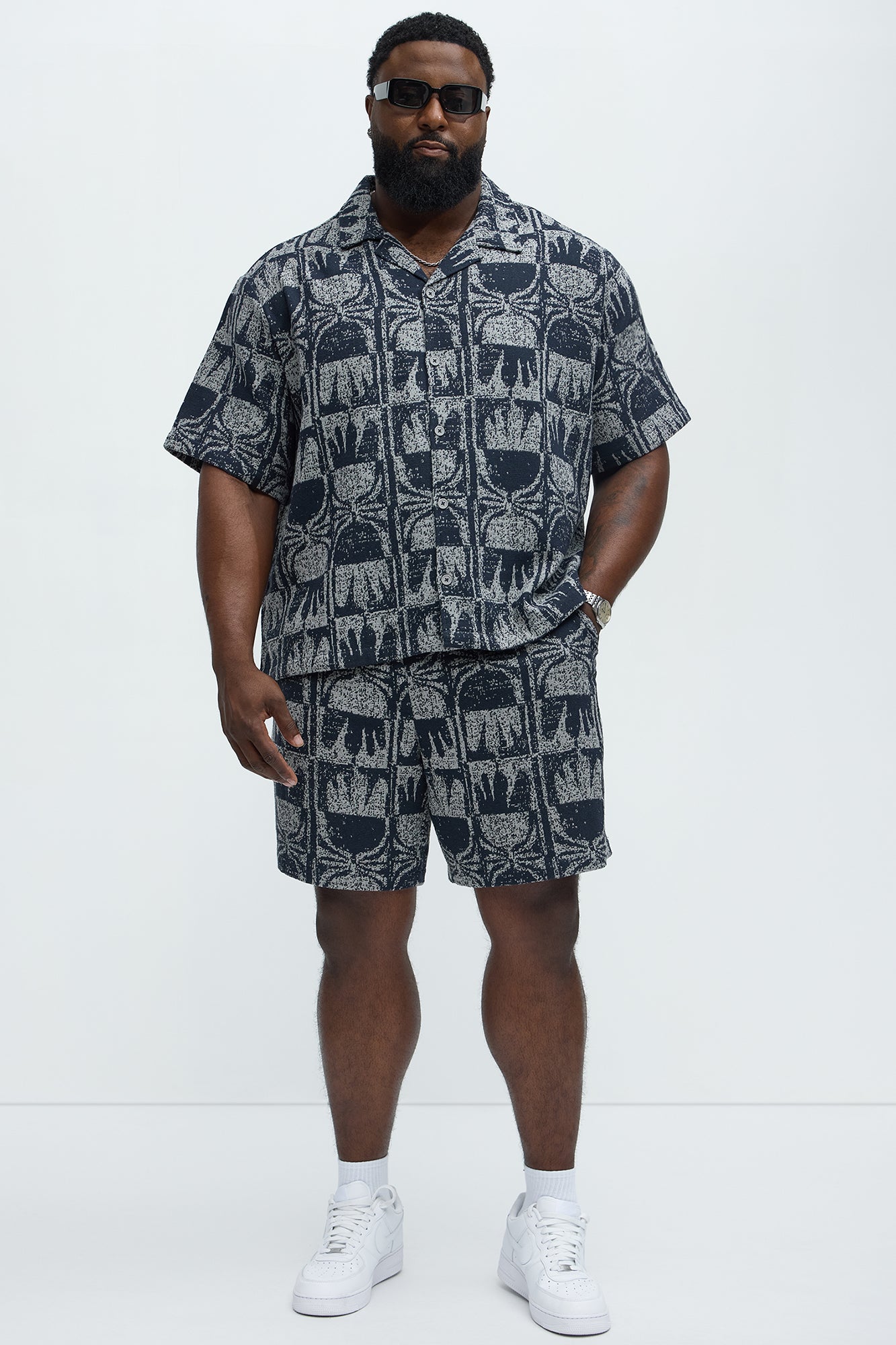 Tribal Pattern Relaxed Shorts - Navy/combo - Image 6