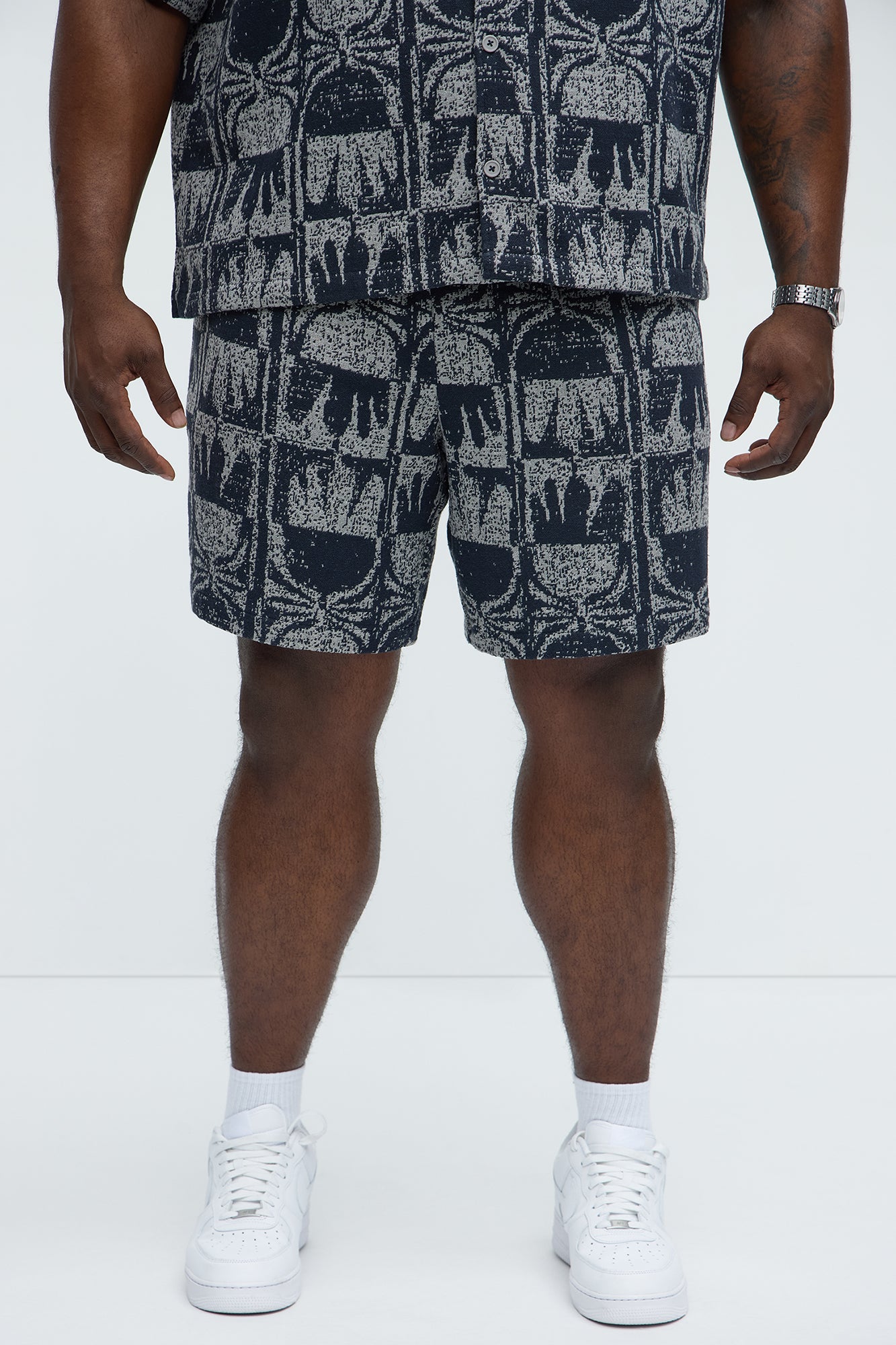 Tribal Pattern Relaxed Shorts - Navy/combo - Image 5