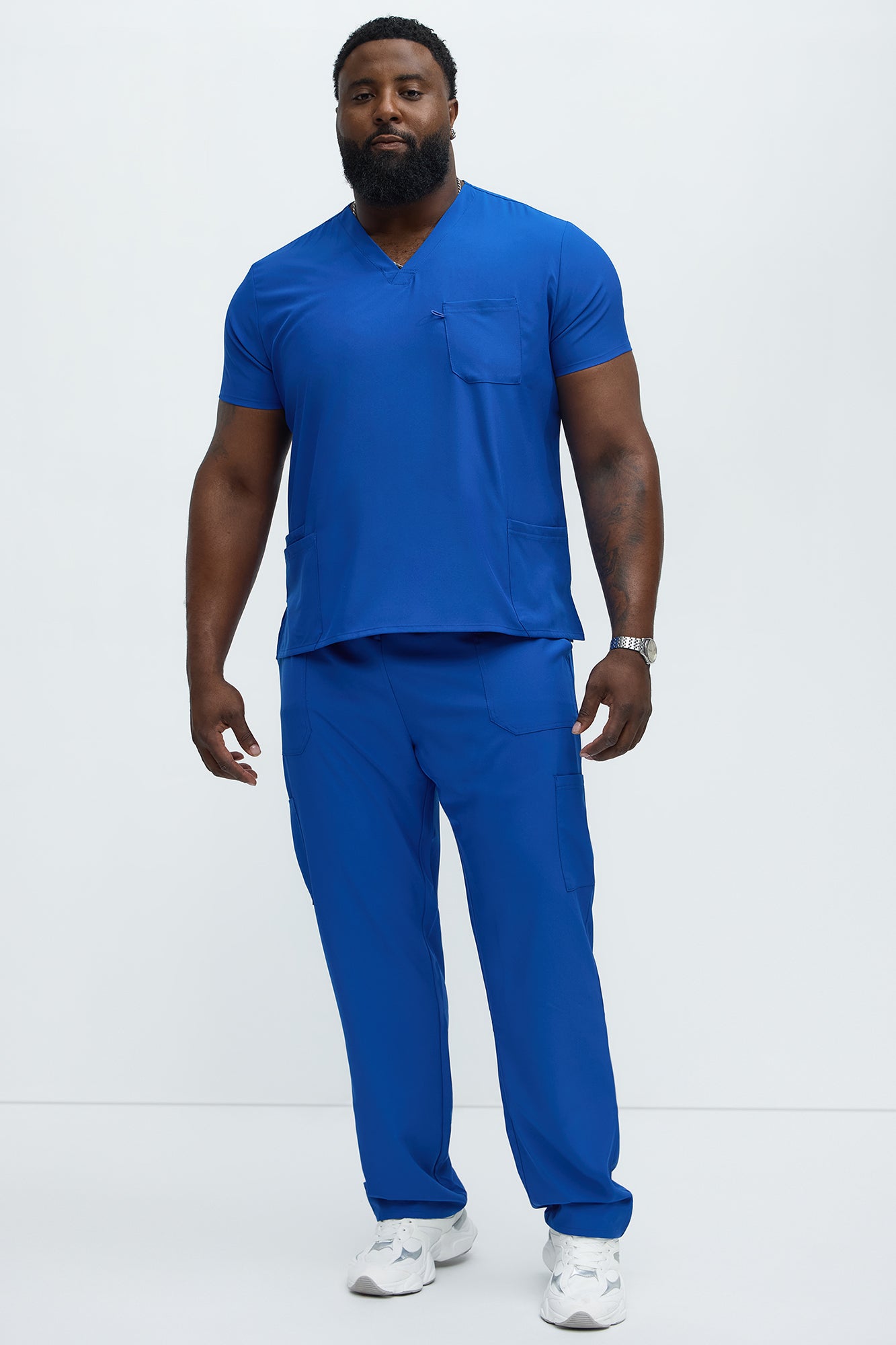 Mens Essential 4 Way Stretch Scrub Uniform Pant Set - Royal - Image 8