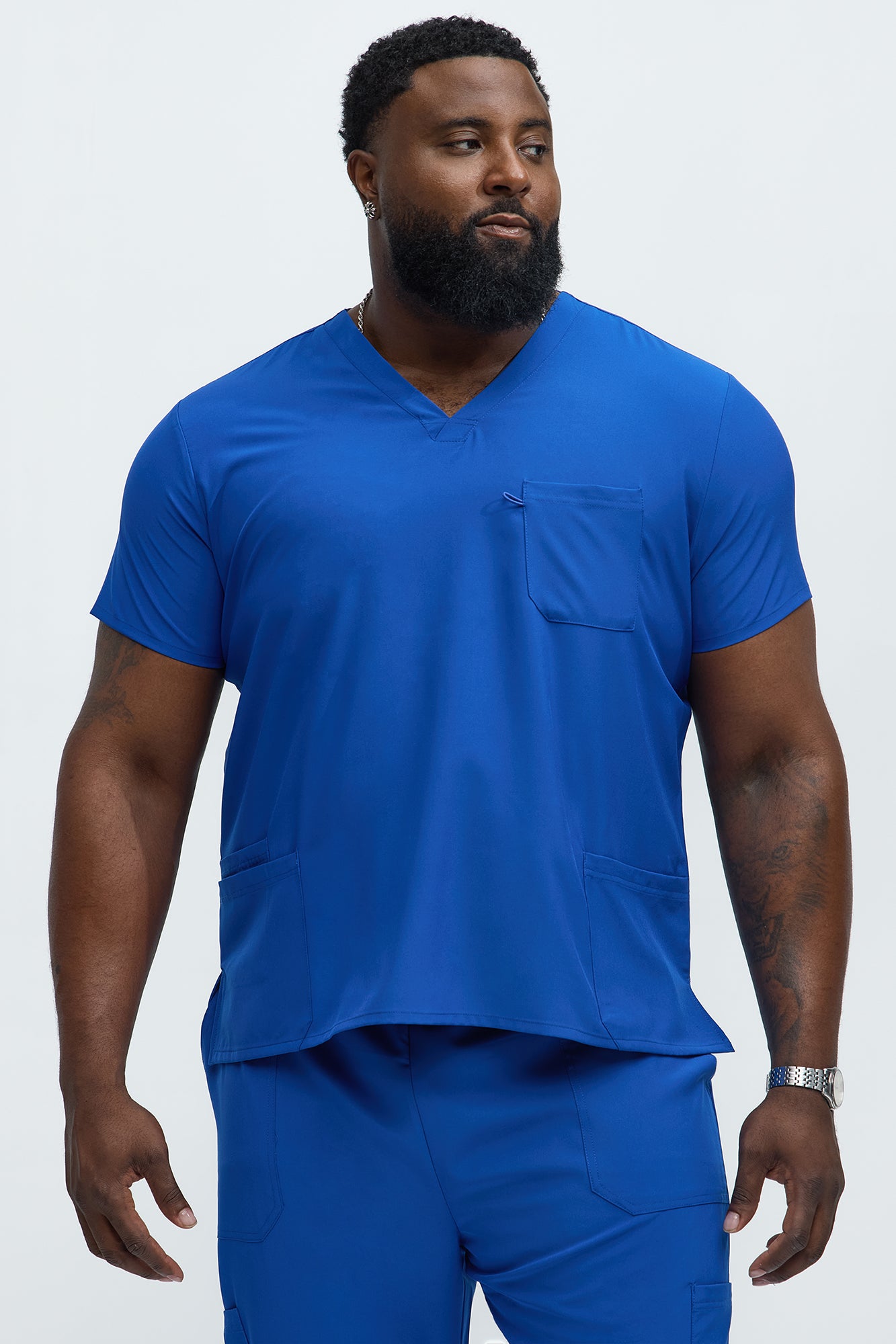 Mens Essential 4 Way Stretch Scrub Uniform Pant Set - Royal - Image 9