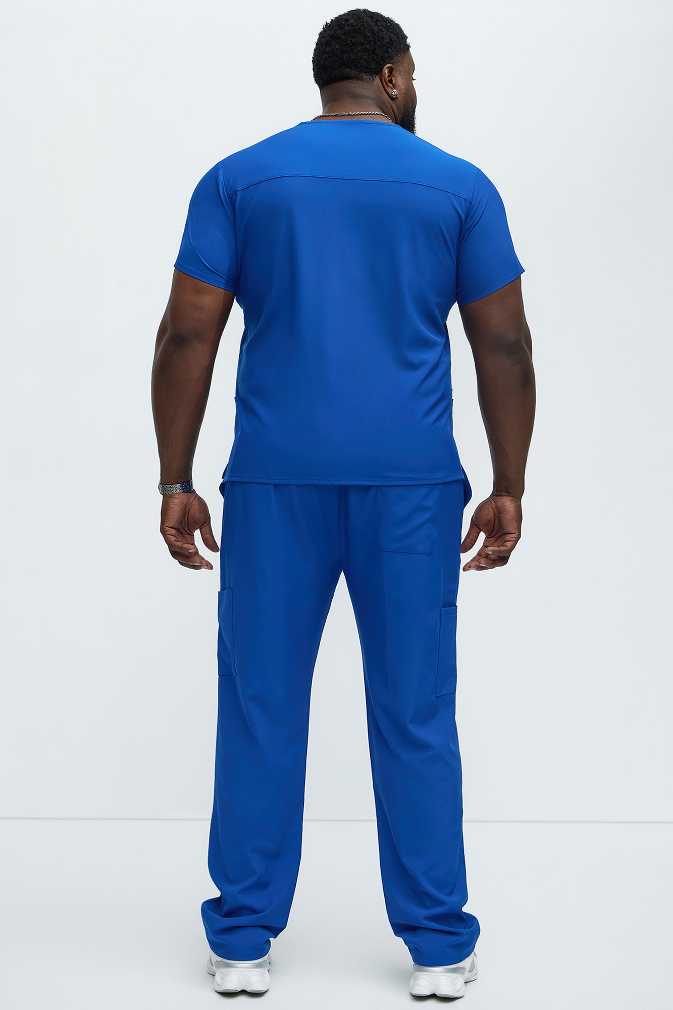 Mens Essential 4 Way Stretch Scrub Uniform Pant Set - Royal - Image 10