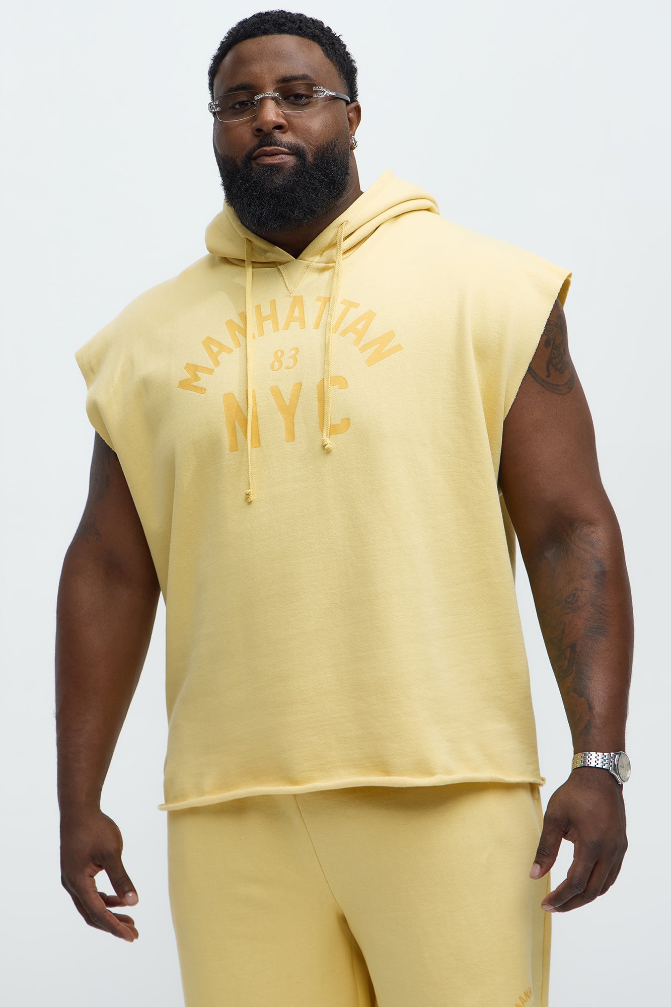 Manhattan Sleeveless Hoodie - Yellow - Image 5