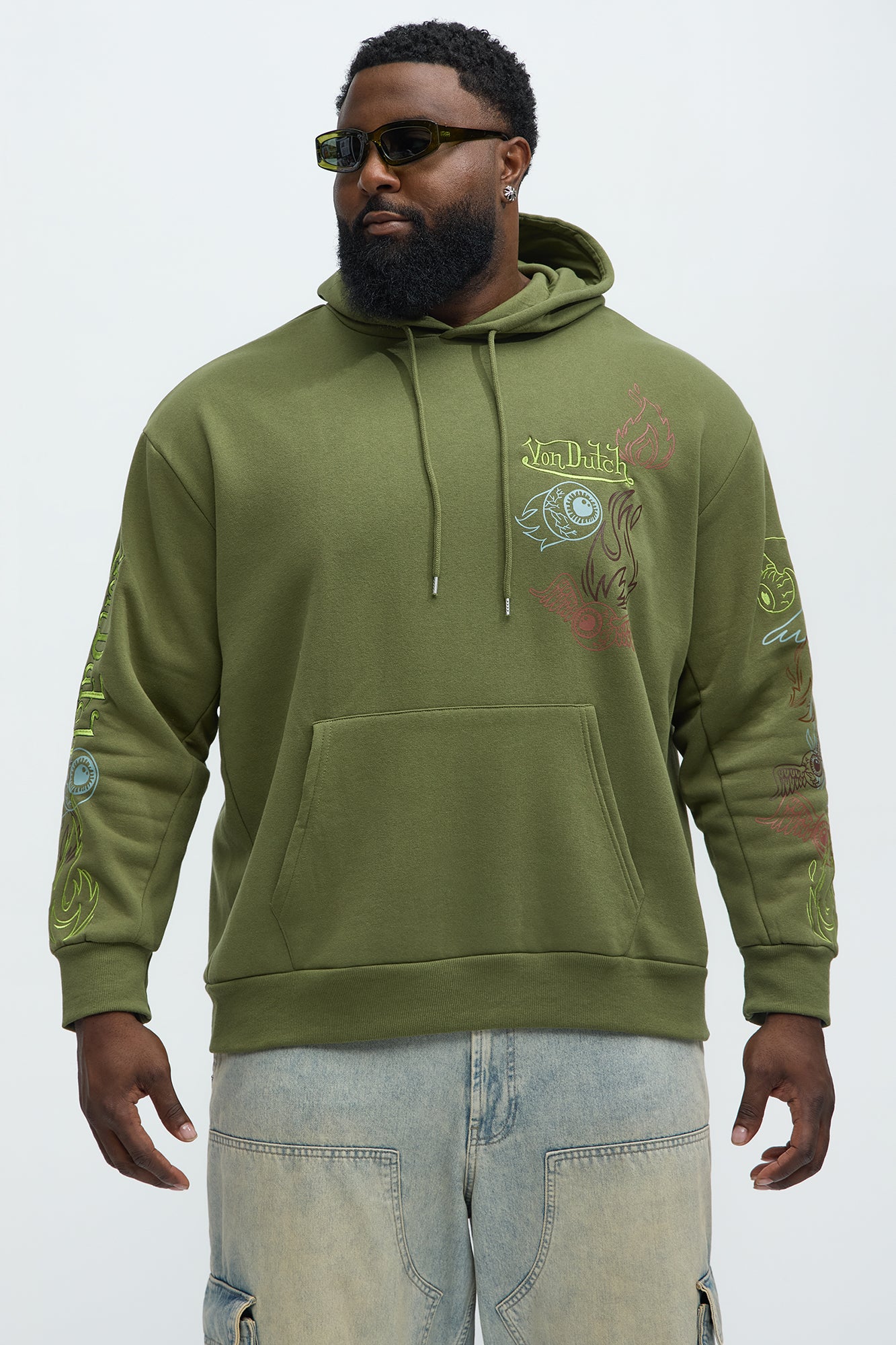 Von Dutch Multi-Design Hoodie - Olive - Image 7