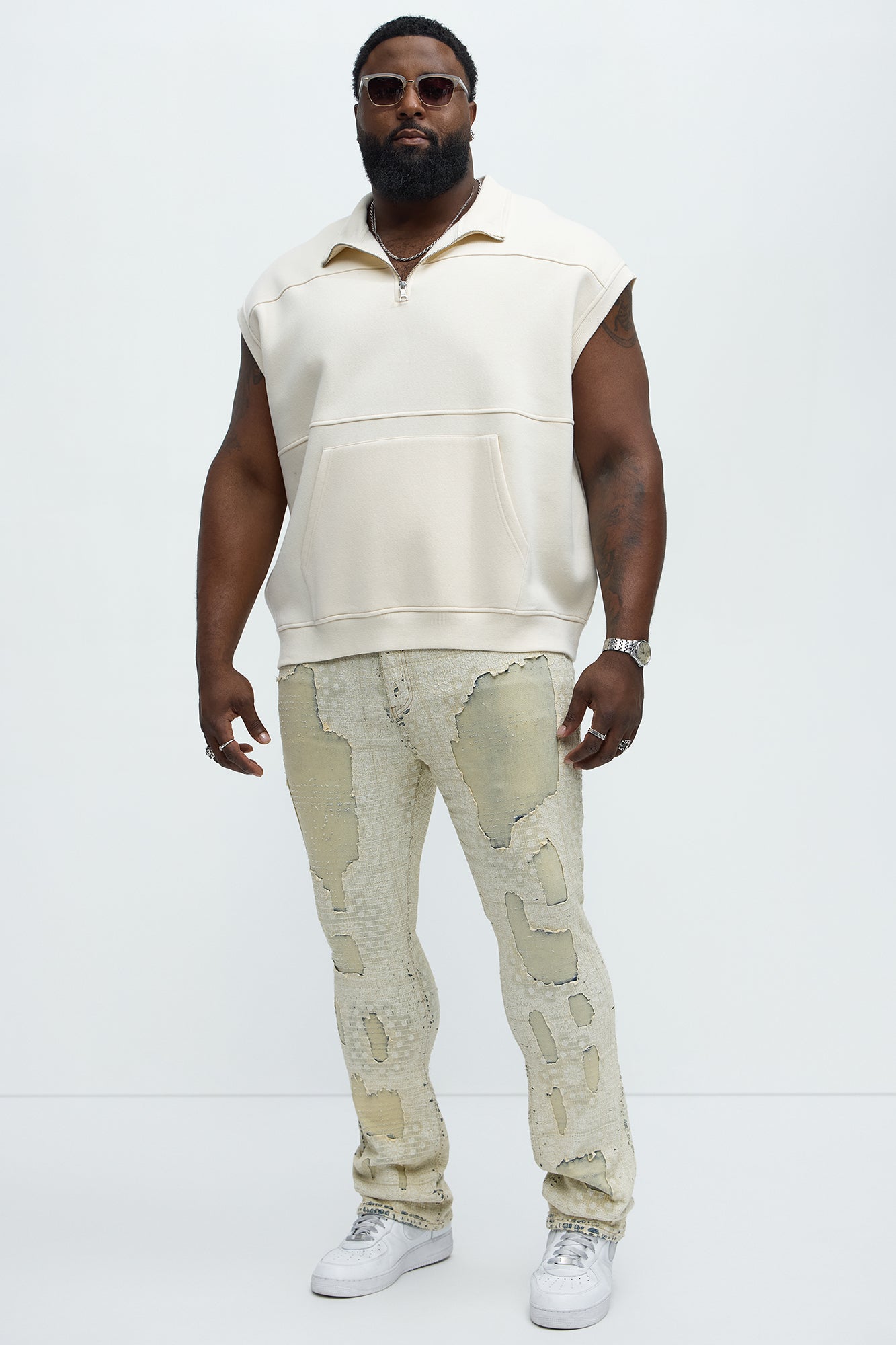 Tyson Over Trails Sleeveless Sweatshirt - Cream - Image 6
