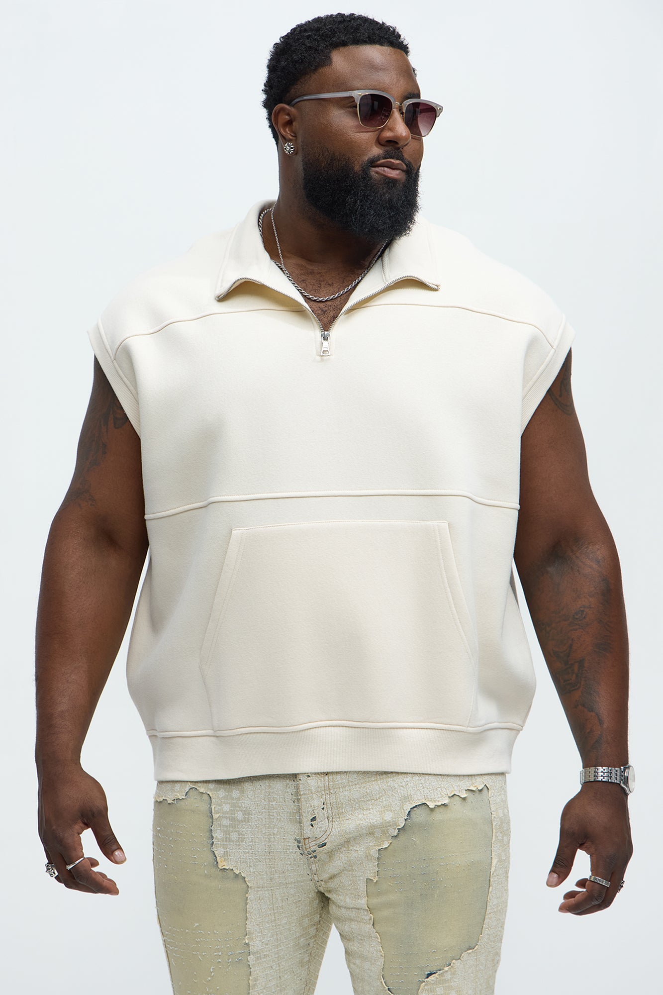 Tyson Over Trails Sleeveless Sweatshirt - Cream - Image 5