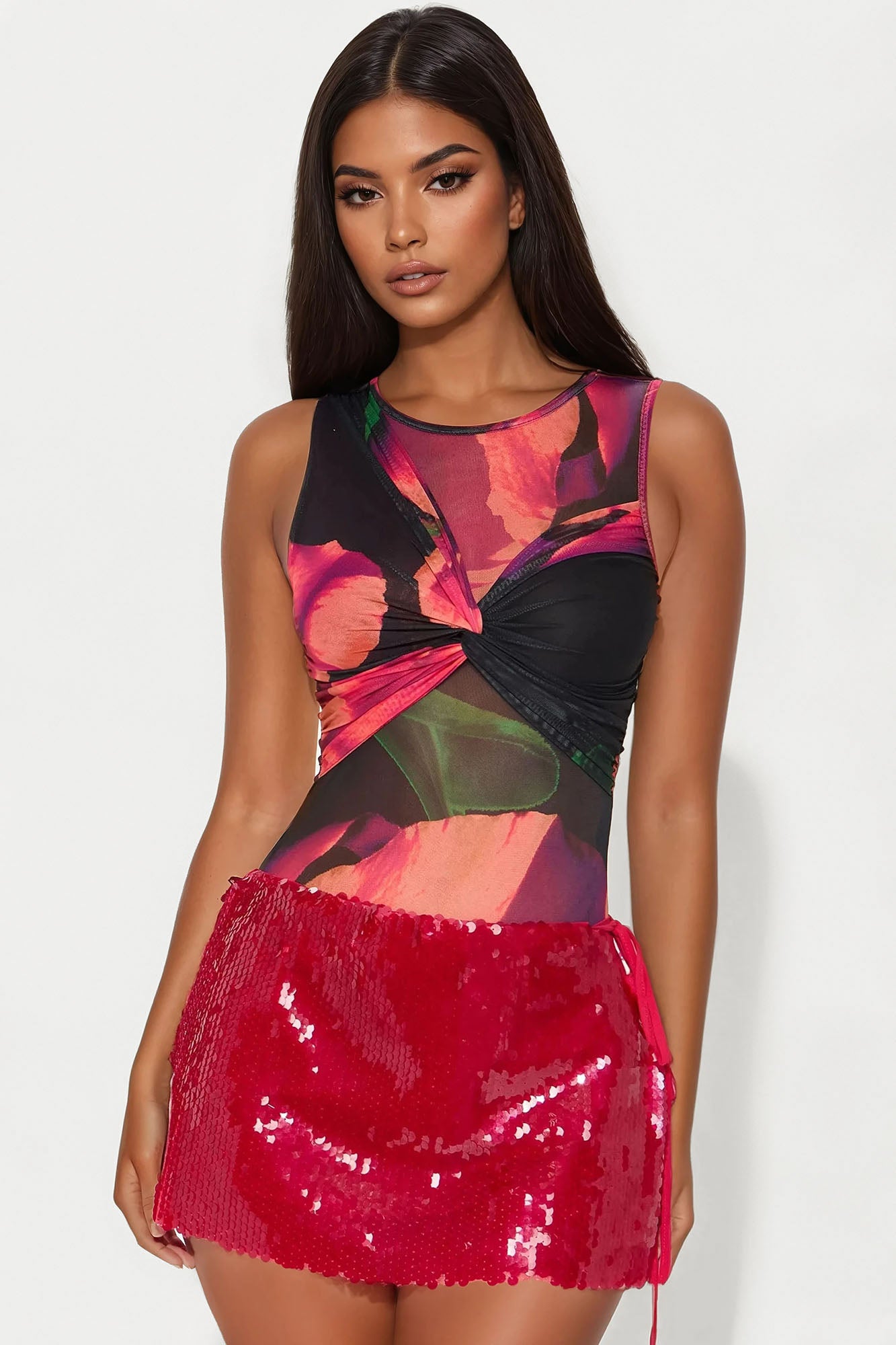 Center Of Attention Mesh Bodysuit - Purple/combo - Image 3