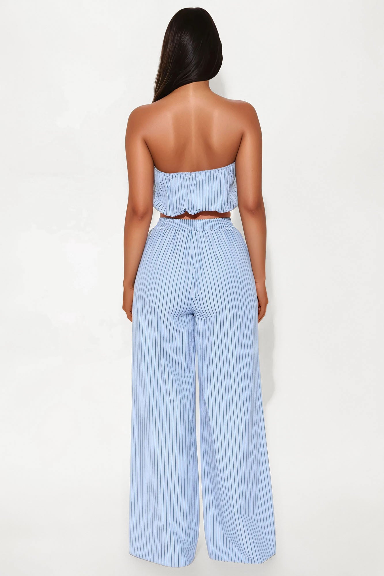 Gracie Pinstripe Pant Set - Light Blue - Image 3