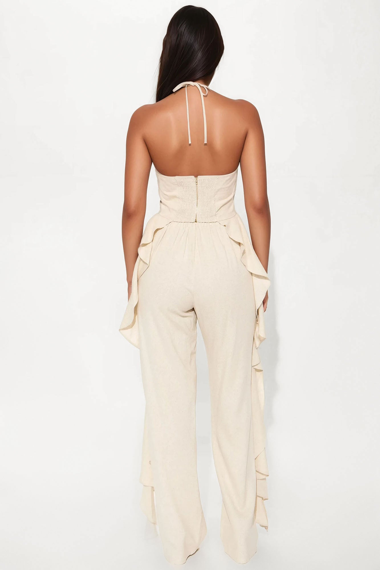 Crystal Shores Flowy Linen Pant Set - Taupe - Image 3