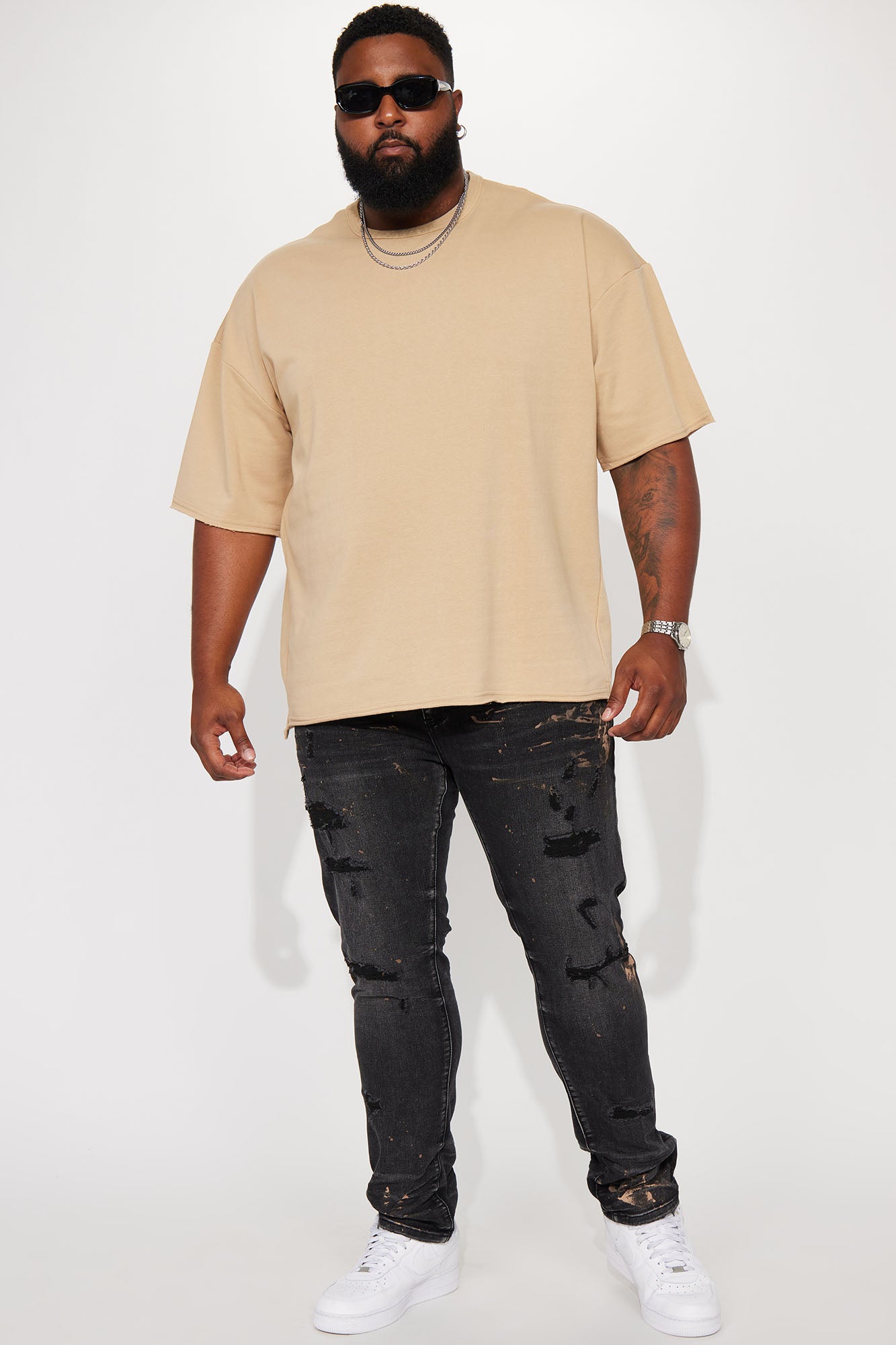 I Like How It Looks Oversized Terry Short Sleeve Tee - Tan - Image 12