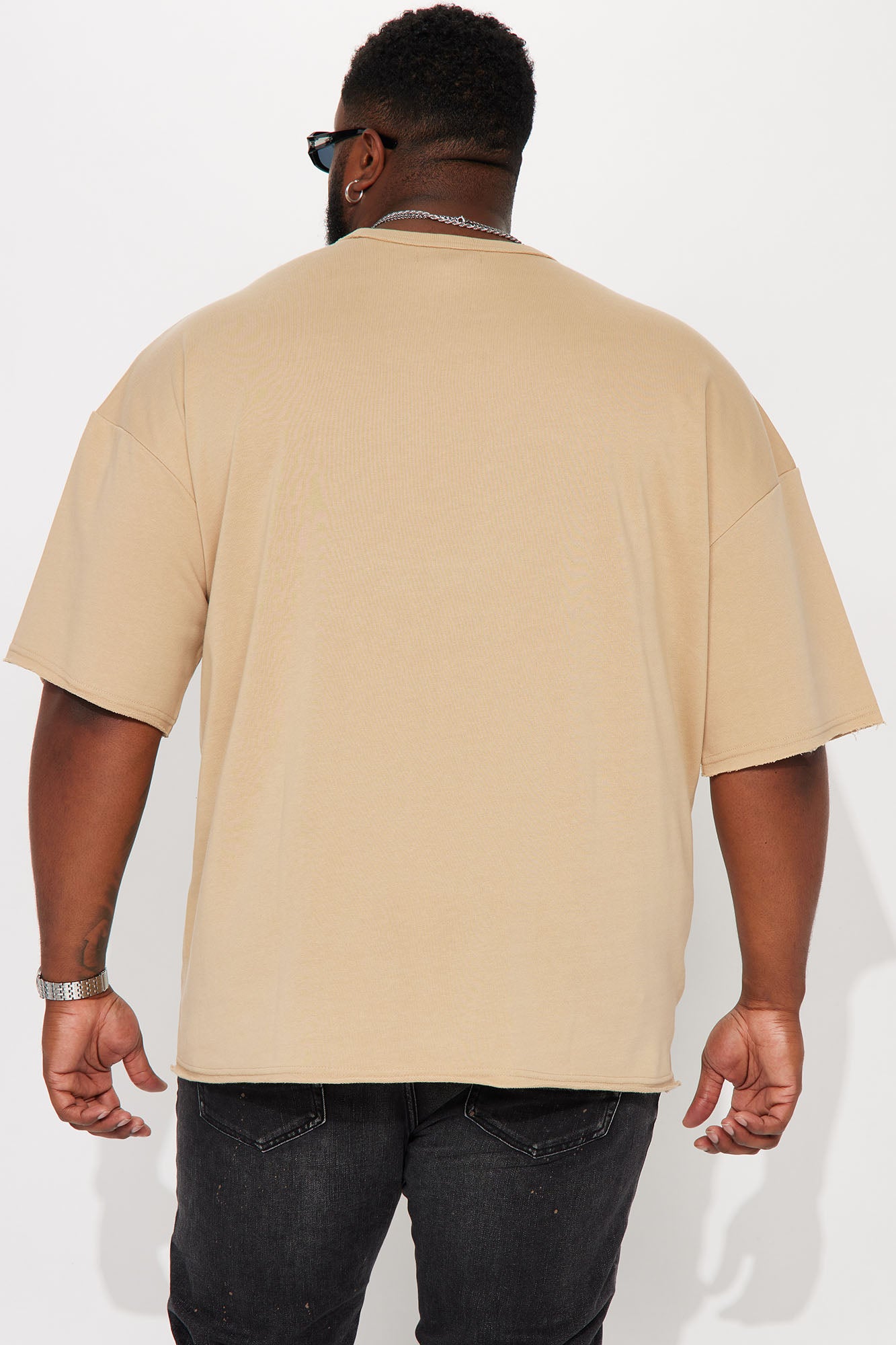 I Like How It Looks Oversized Terry Short Sleeve Tee - Tan - Image 13