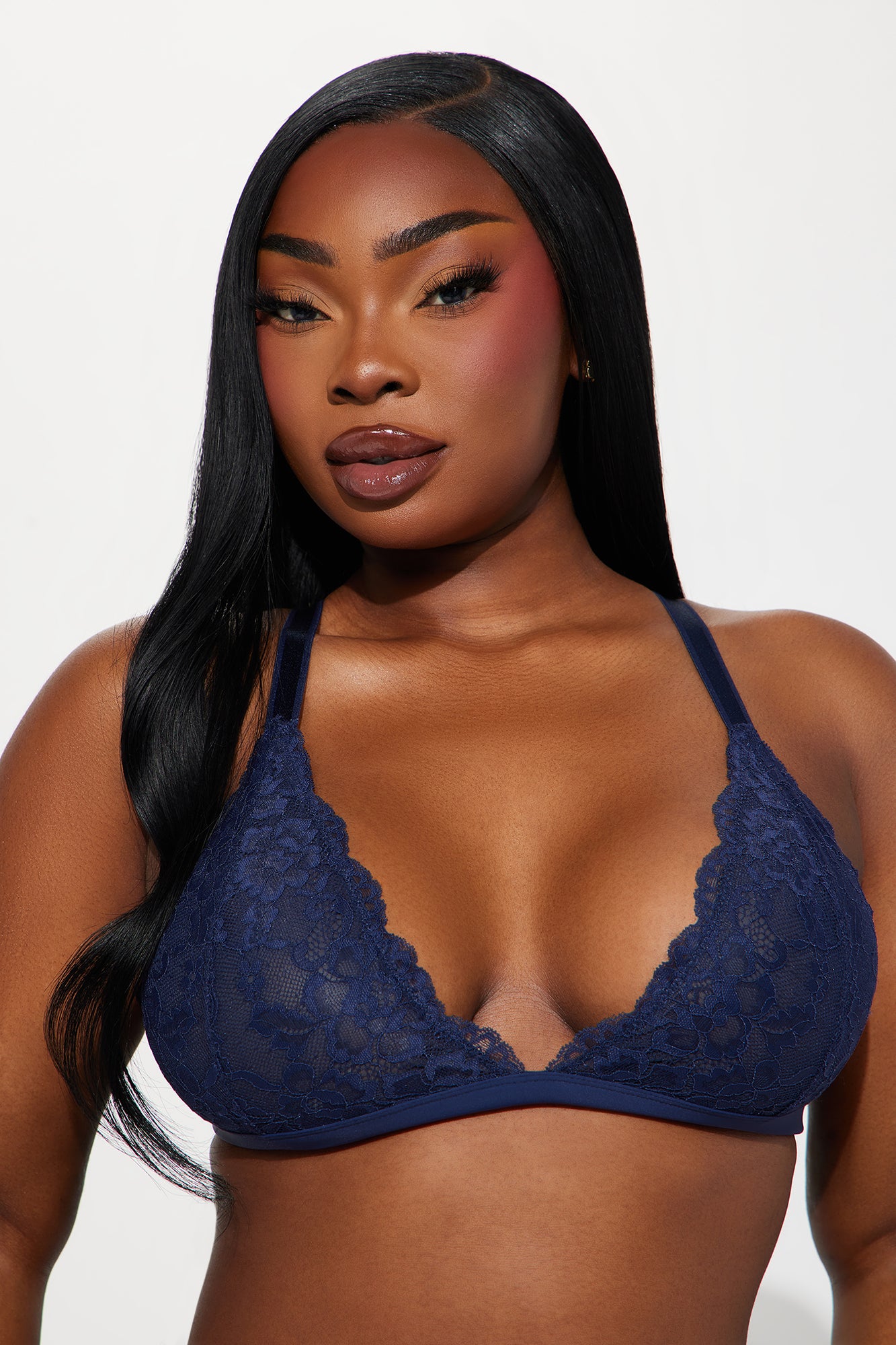 Nova Lace Triangle Bralette - Navy - Image 4