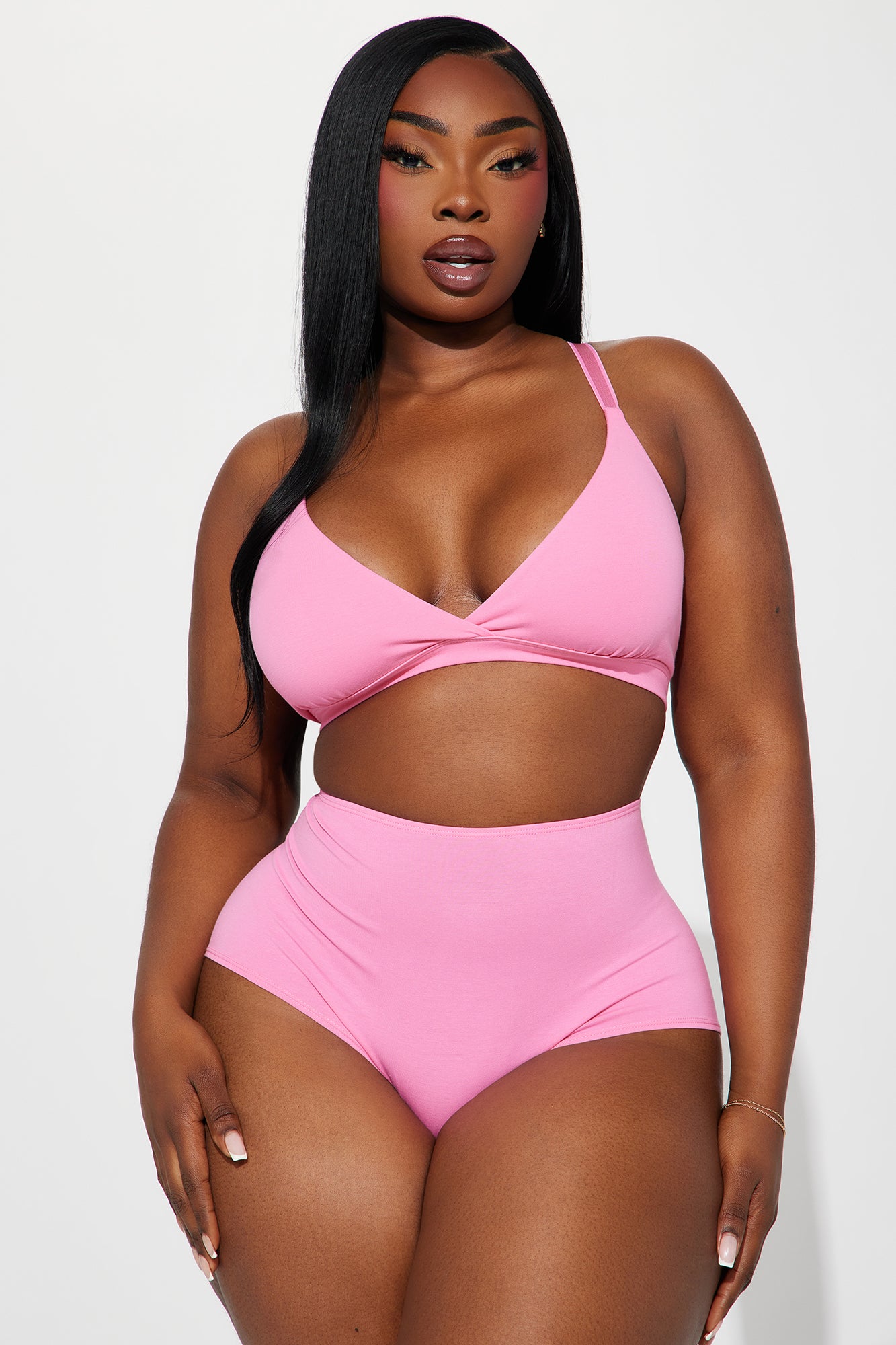 Nova Cotton Triangle Bralette - Hot Pink - Image 5