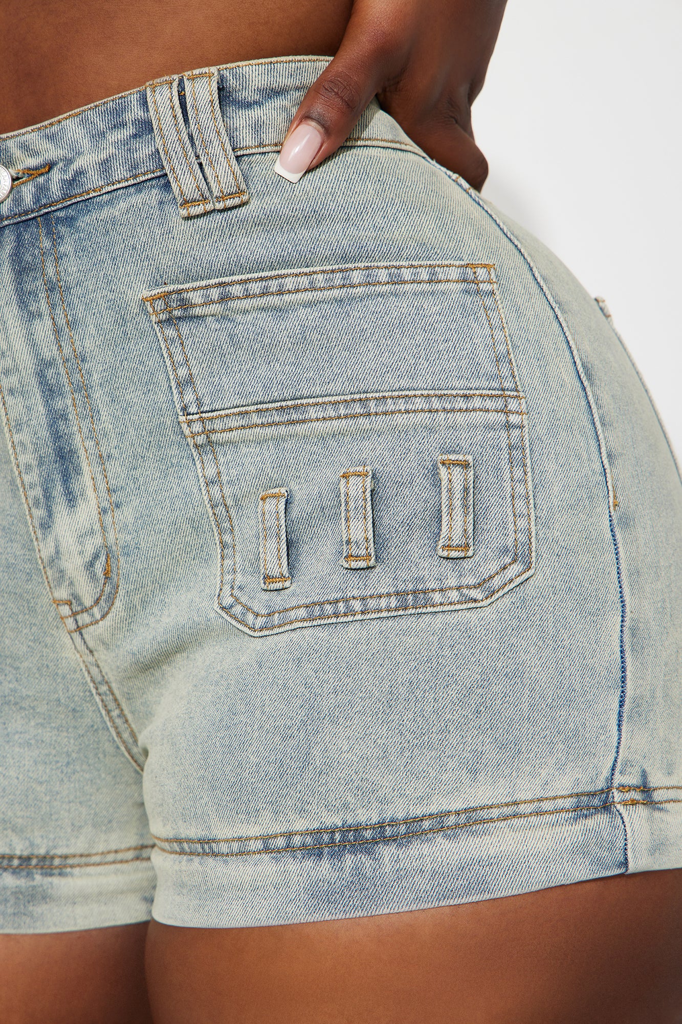 Late Nigh Confessions Convertible Stretch Cargo Jeans - Light Wash - Image 10