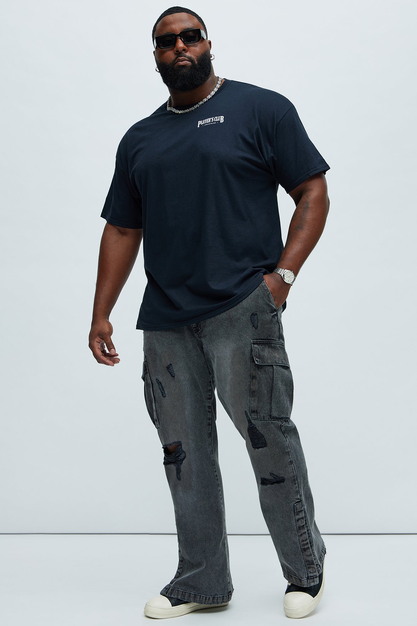 Stacked Slim Flare Kyan Cargo Jeans - Charcoal - Image 7