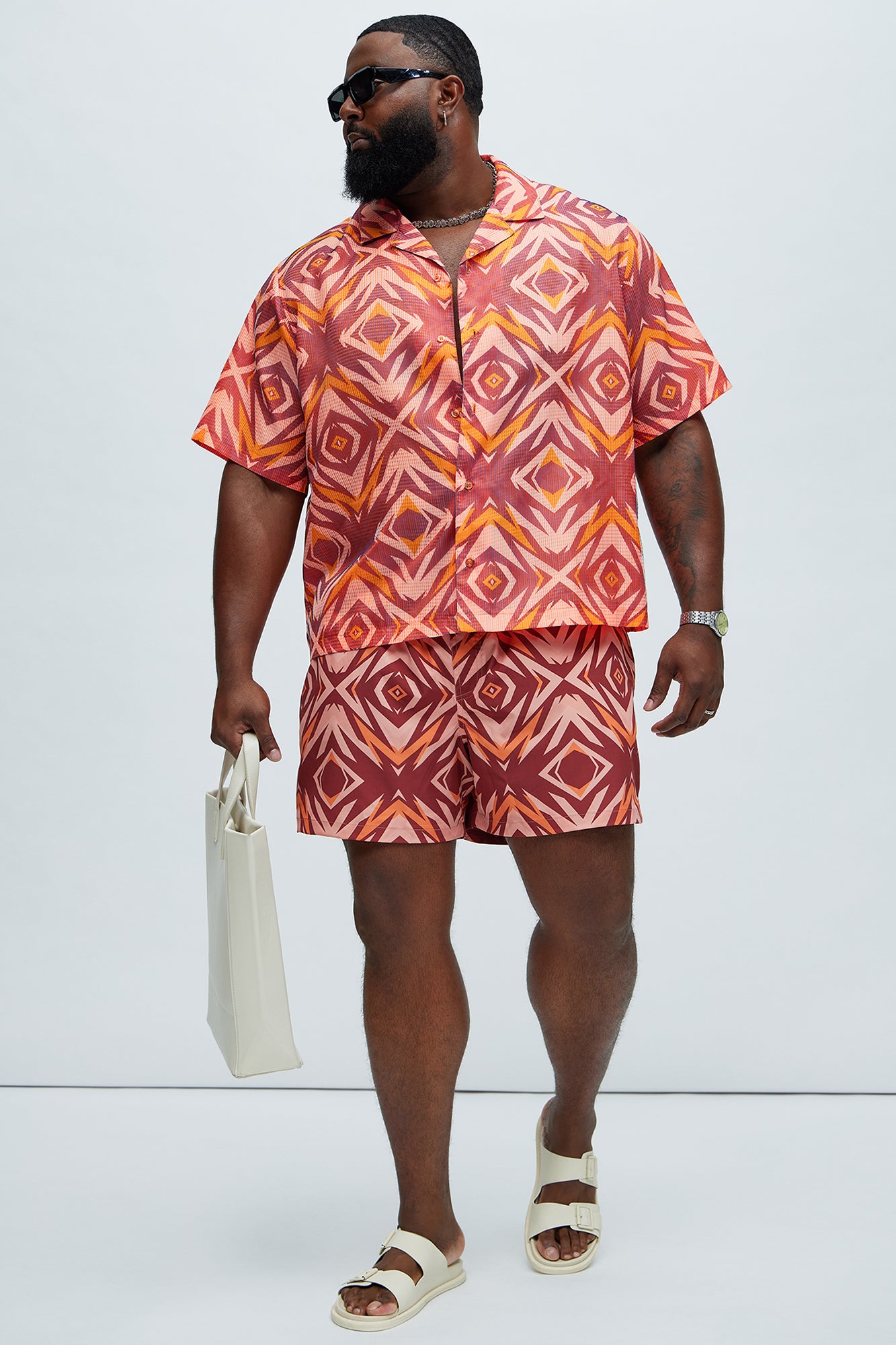 Westyn Swim Mid Trunk - Orange/combo - Image 6