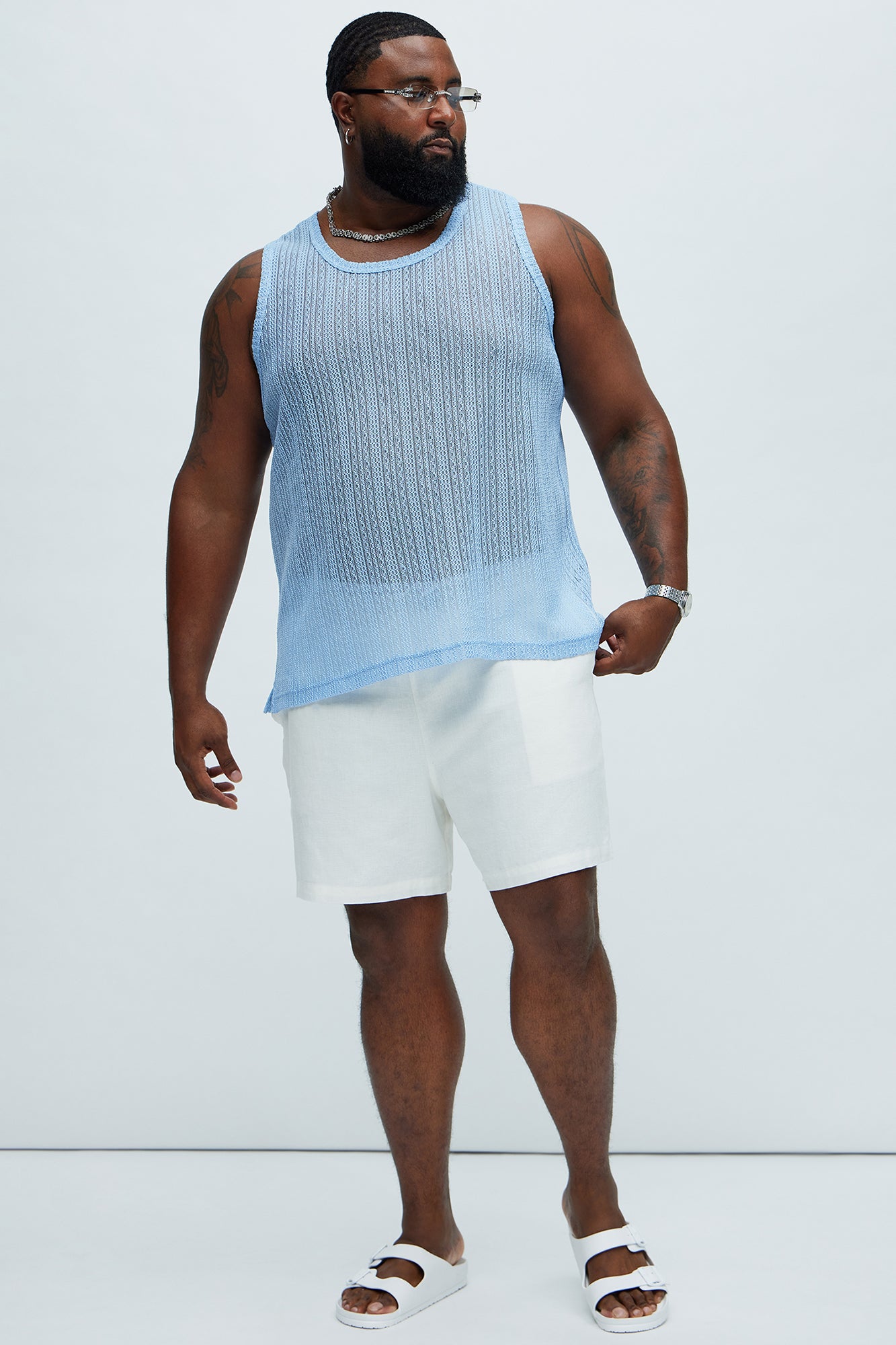 Brannen Textured Relaxed Tank - Light Blue - Image 6