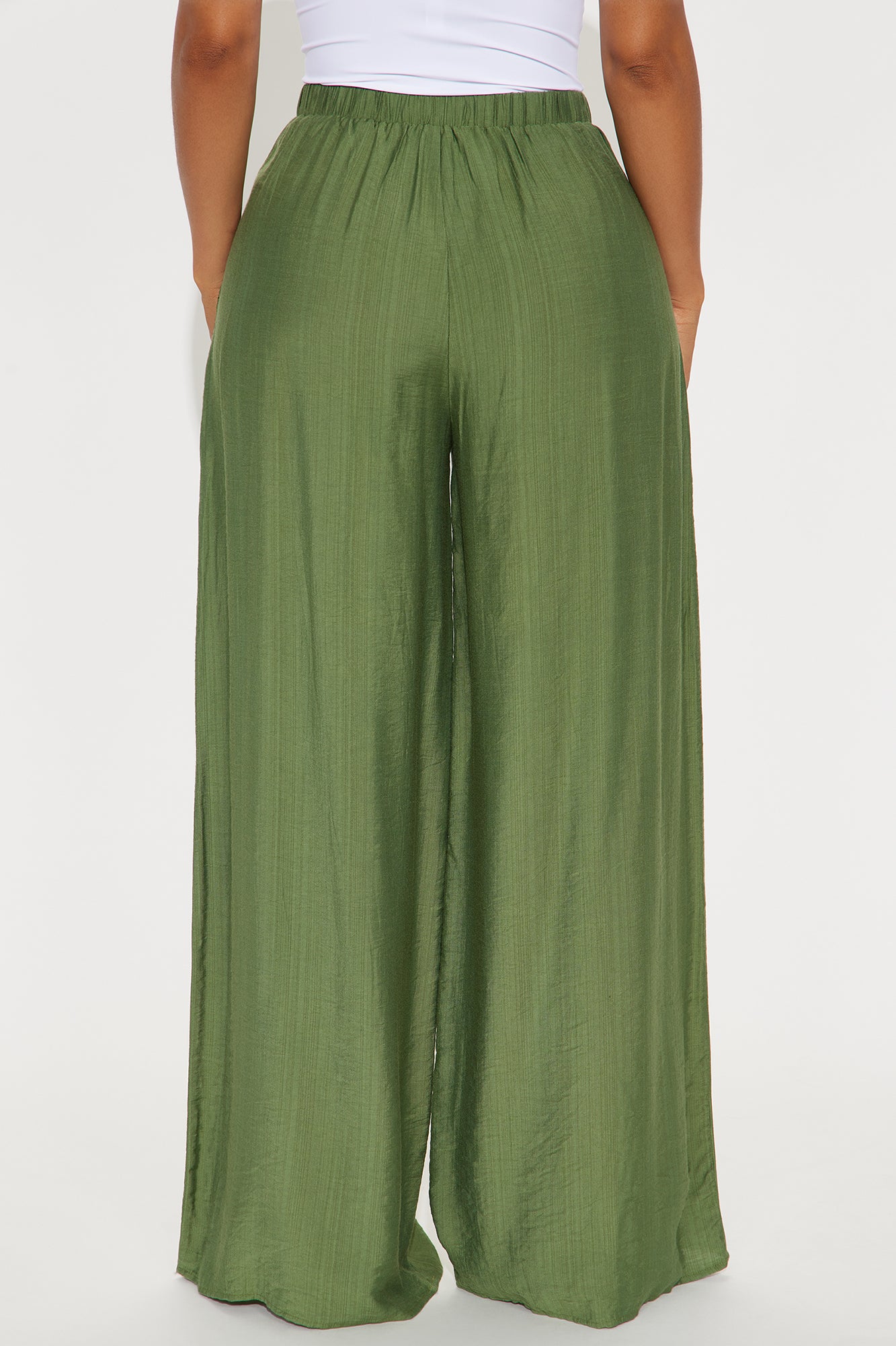 In My Happy Place Wide Leg Linen Pant - Green - Image 3