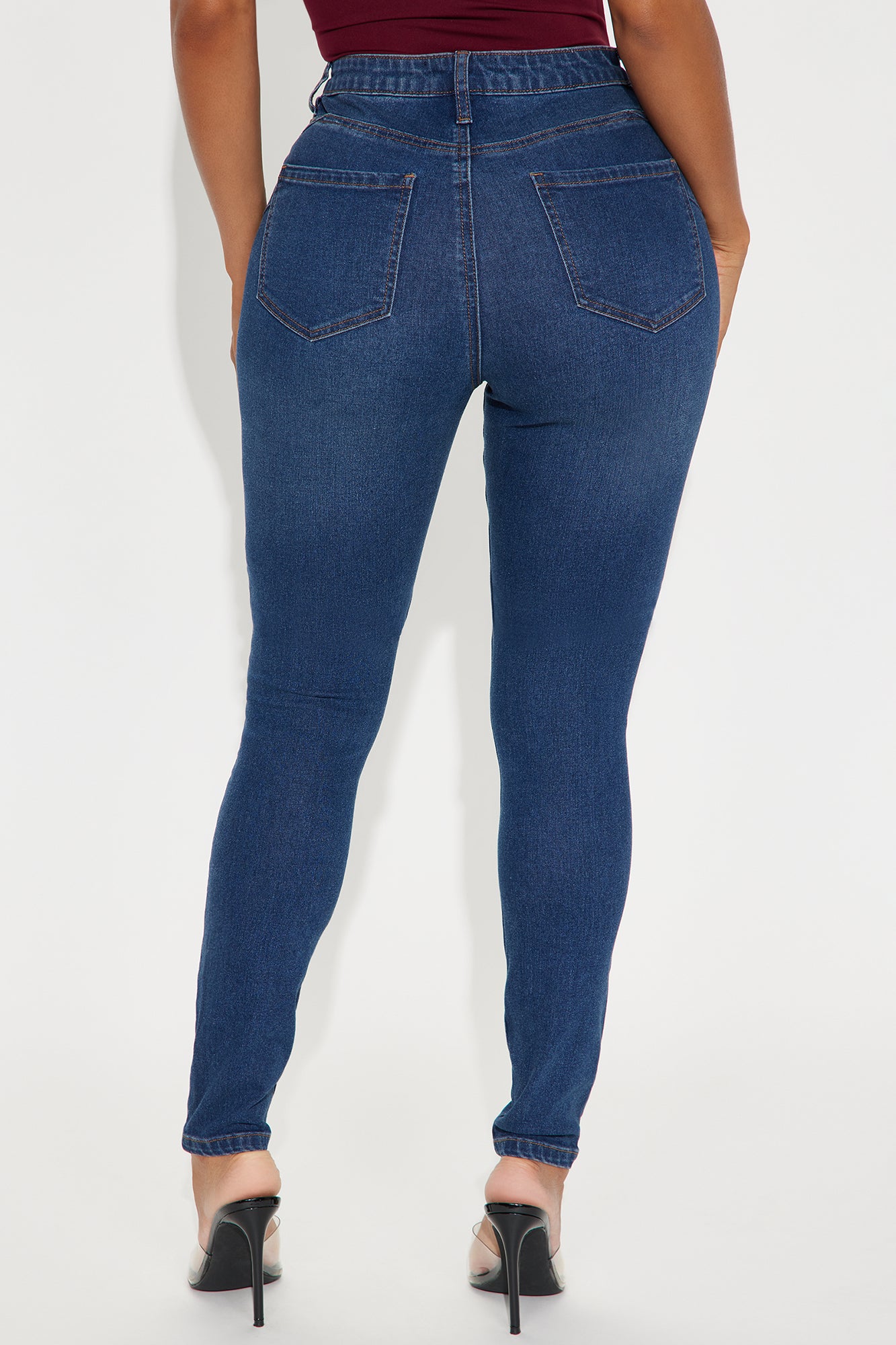 Tall Vibe Check Curvy Stretch Skinny Jeans - Dark Wash - Image 3