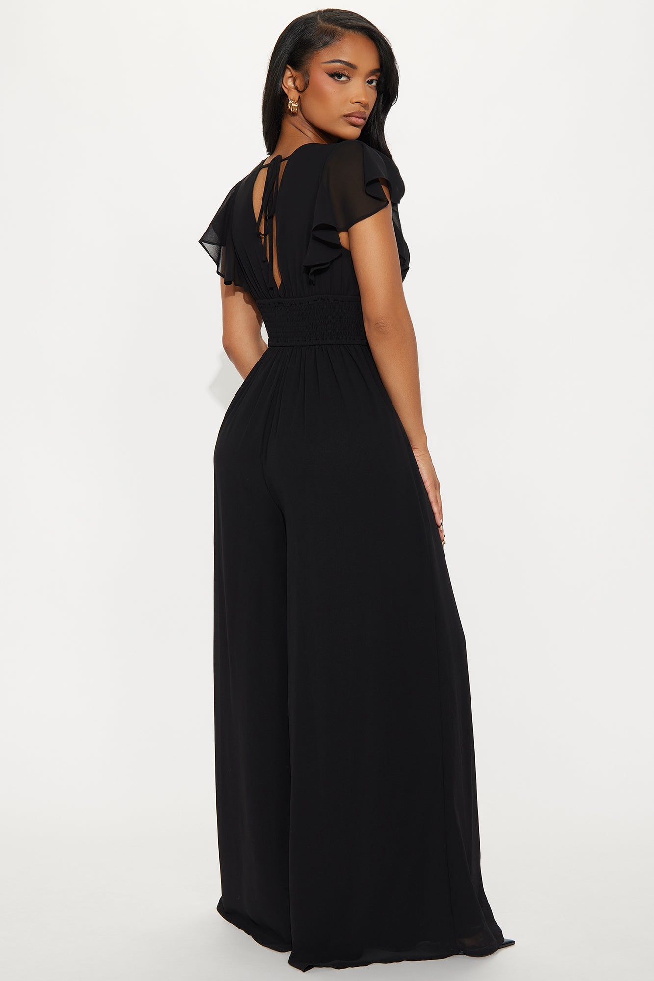 Salome Chiffon Jumpsuit - Black - Image 3