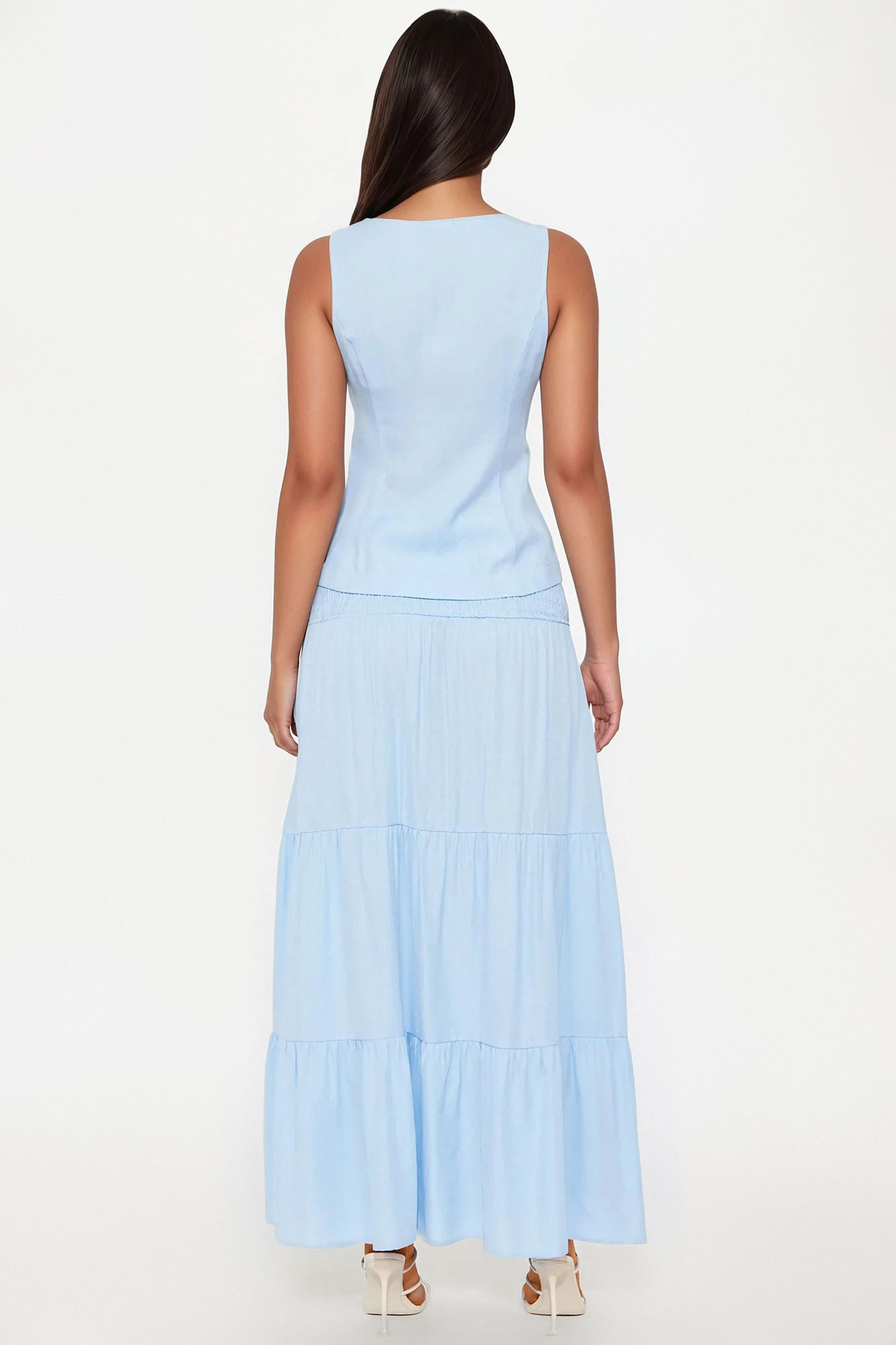 Sunshine Lover Linen Skirt Set - Blue - Image 3