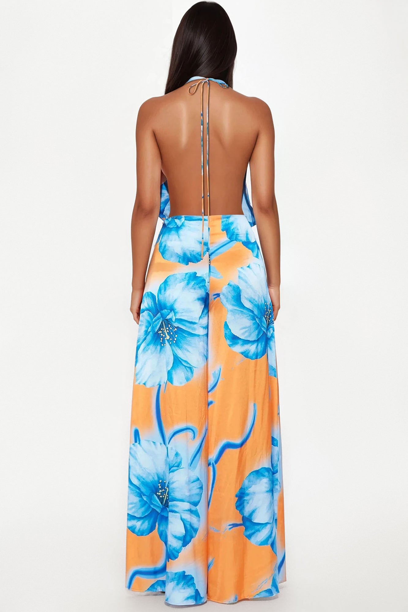 Sun And Sips Satin Jumpsuit - Orange/combo - Image 3