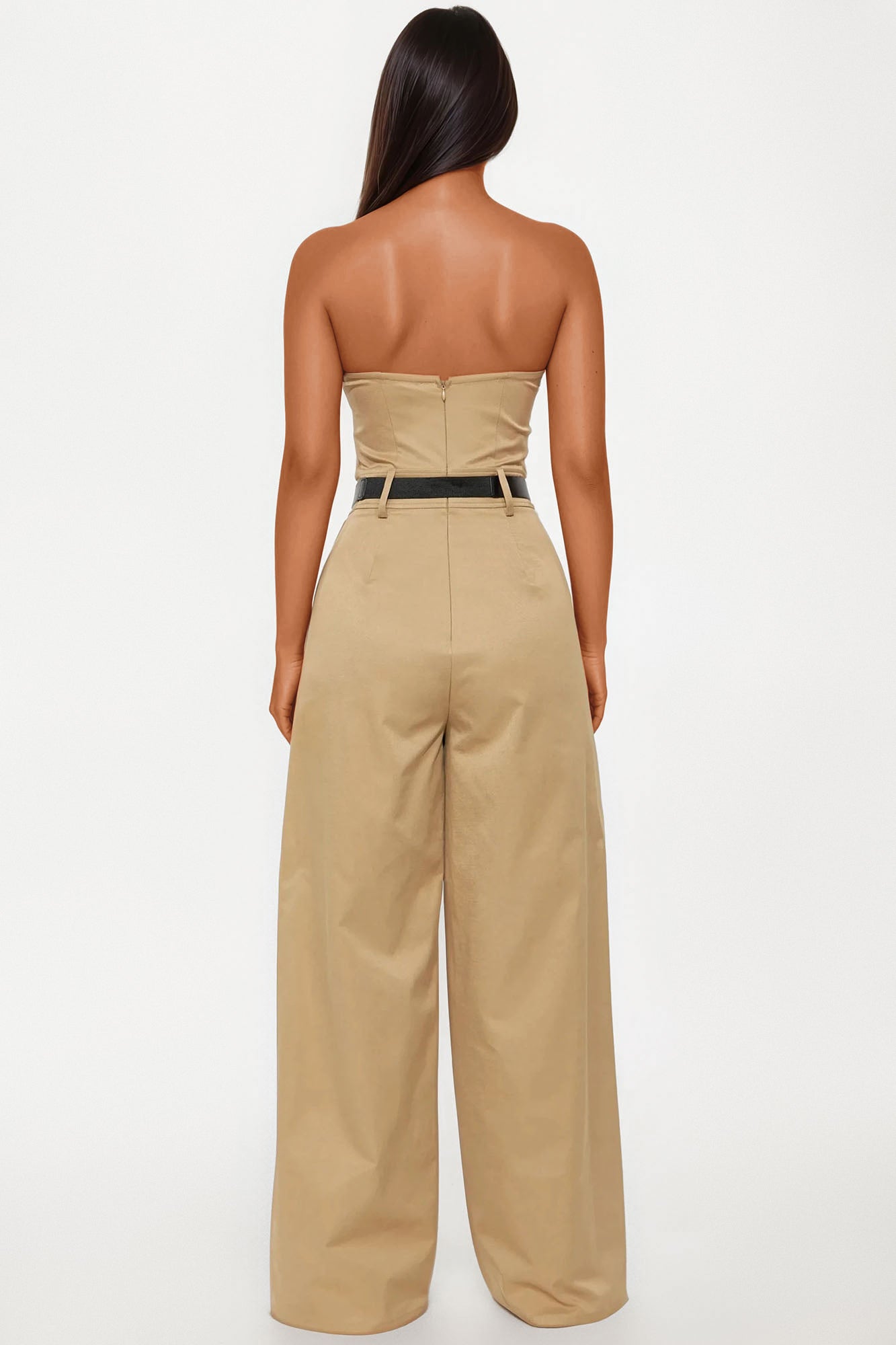 Breanne Belted Jumpsuit - Tan - Image 3