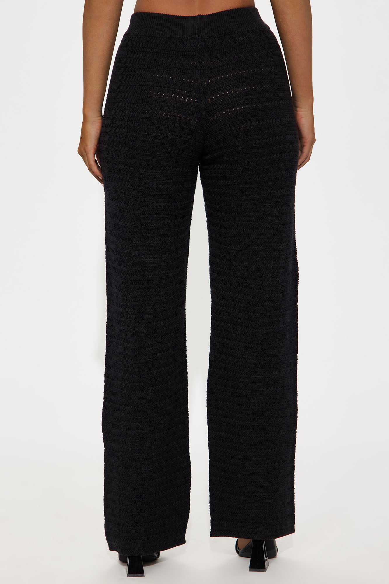 Live In Style Crochet Straight Leg Pant - Black - Image 3