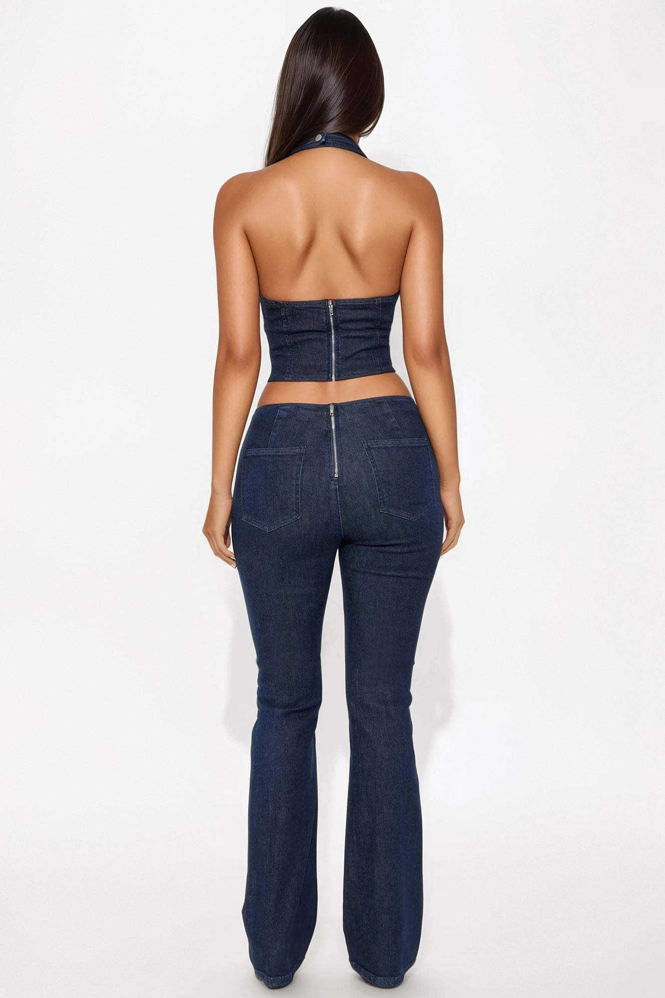 Andrea Halter And Flare Leg Pant Set - Dark Wash - Image 3