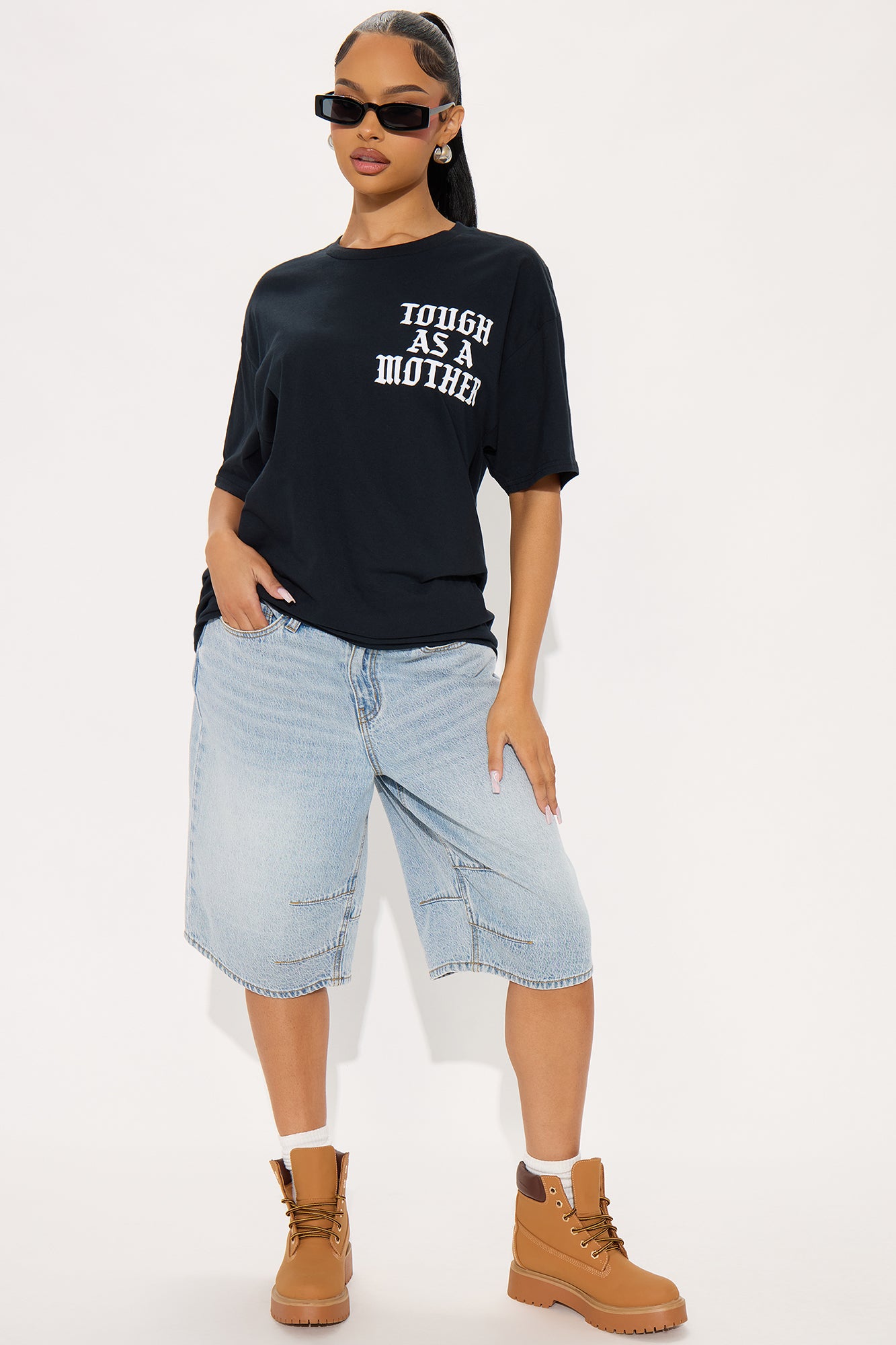 Tough As A Mother Oversized Tee - Black - Image 3