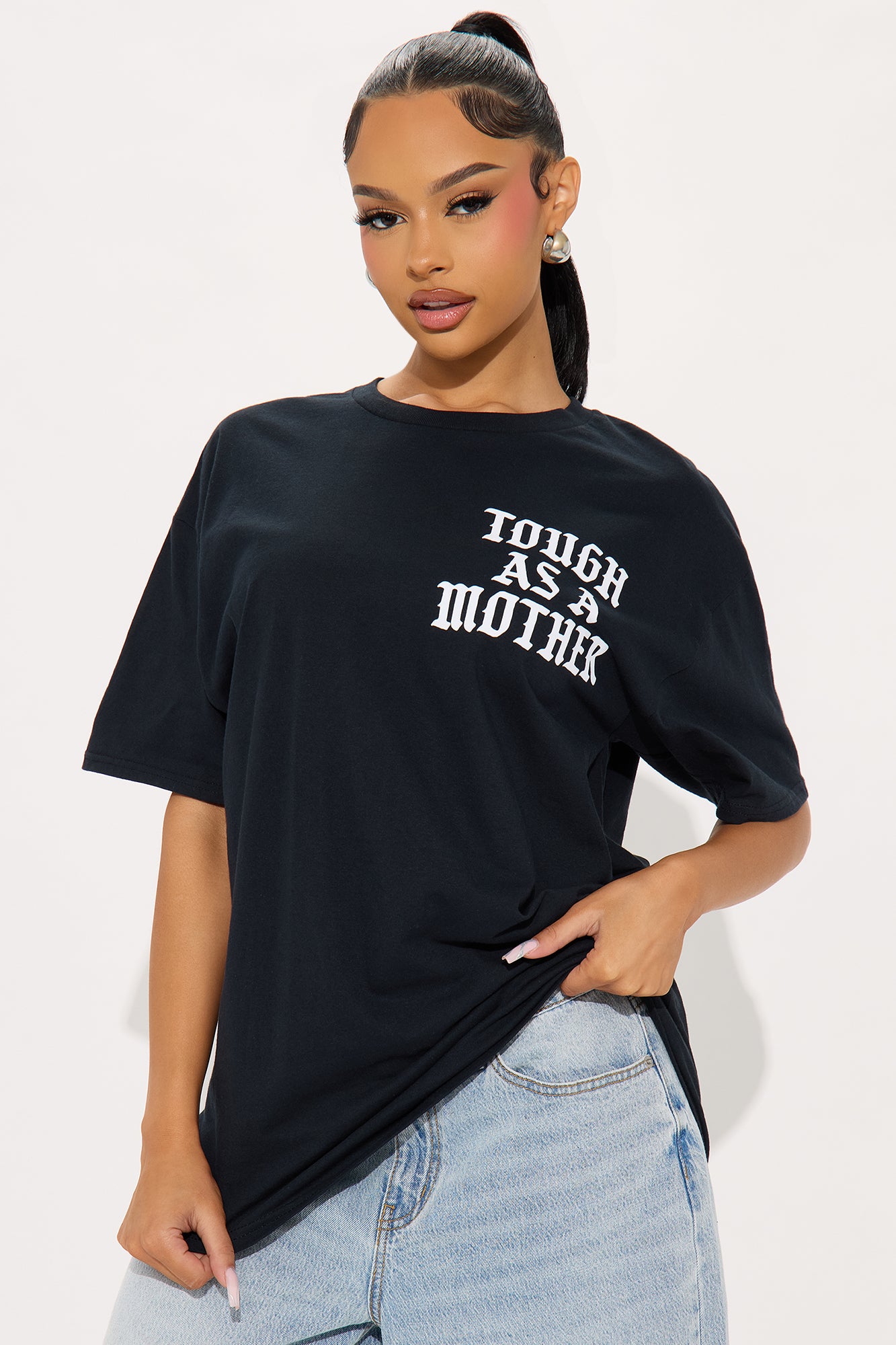 Tough As A Mother Oversized Tee - Black - Image 4