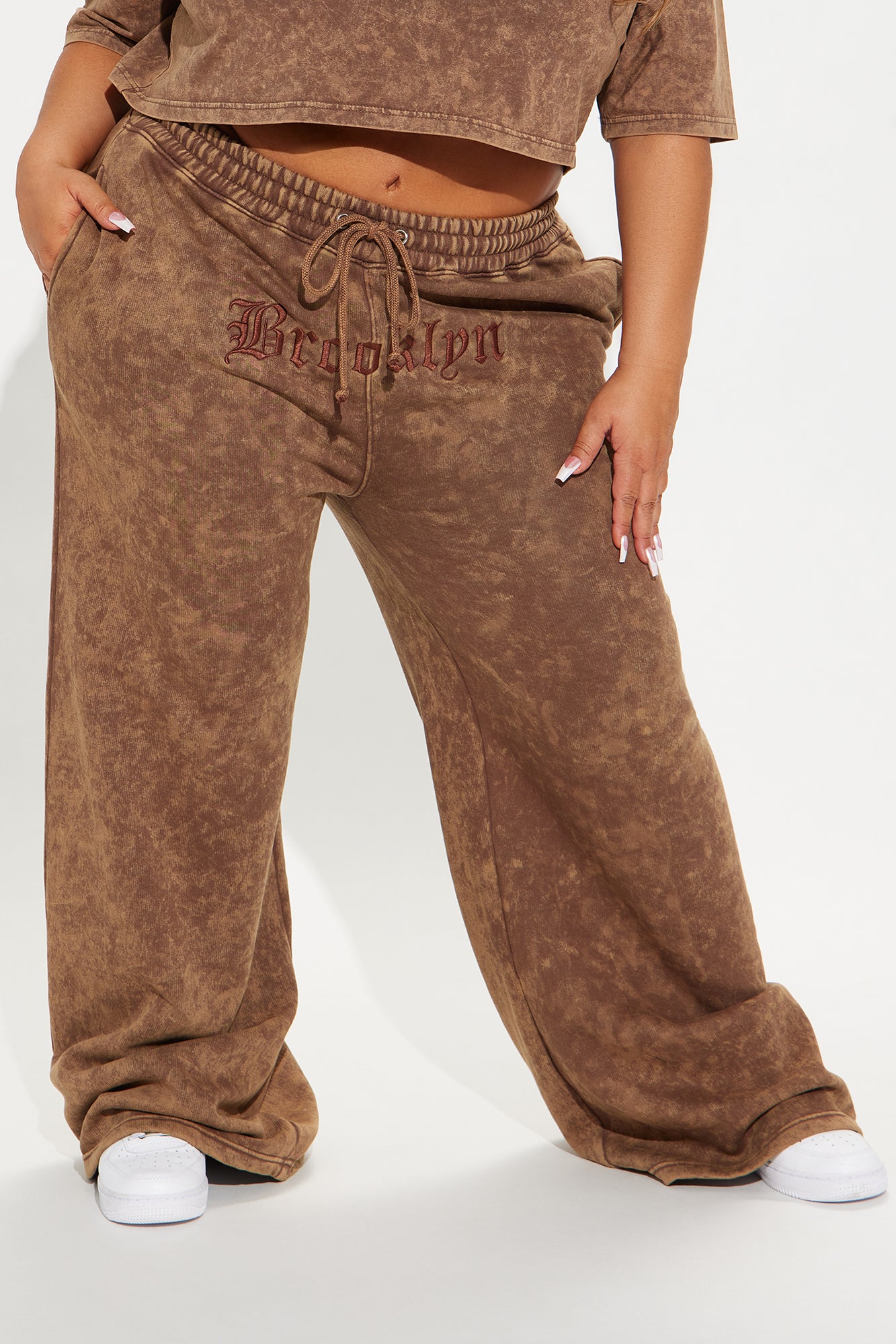 The Brooklyn Way Washed Wide Leg Pant - Brown Combo - Image 5