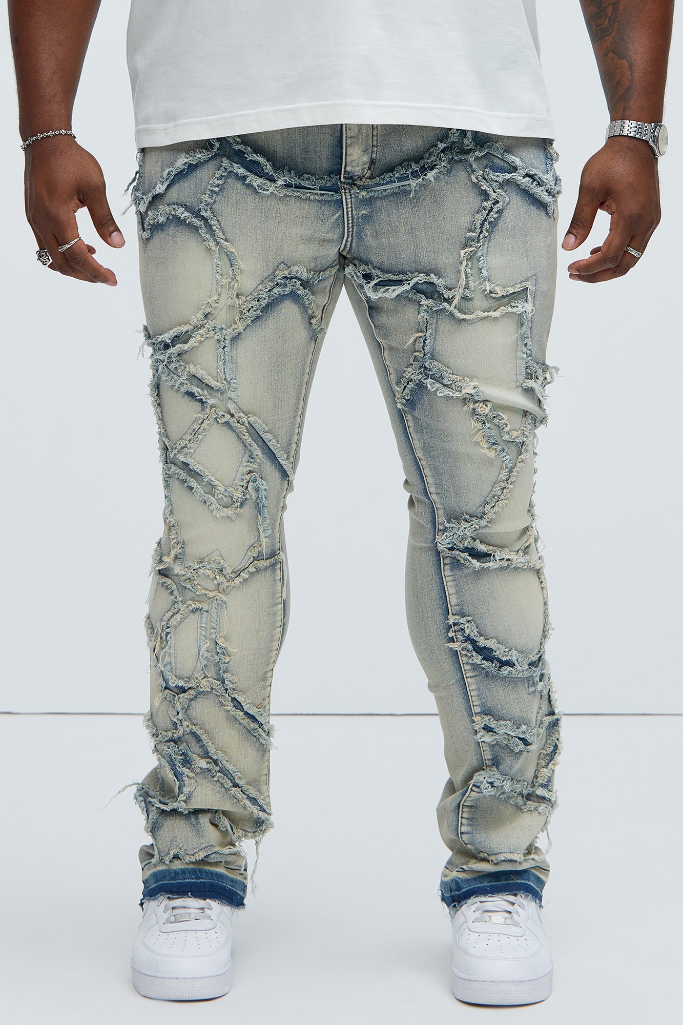 Fray All Ways Stacked Skinny Flare Jeans - Light Blue - Image 5