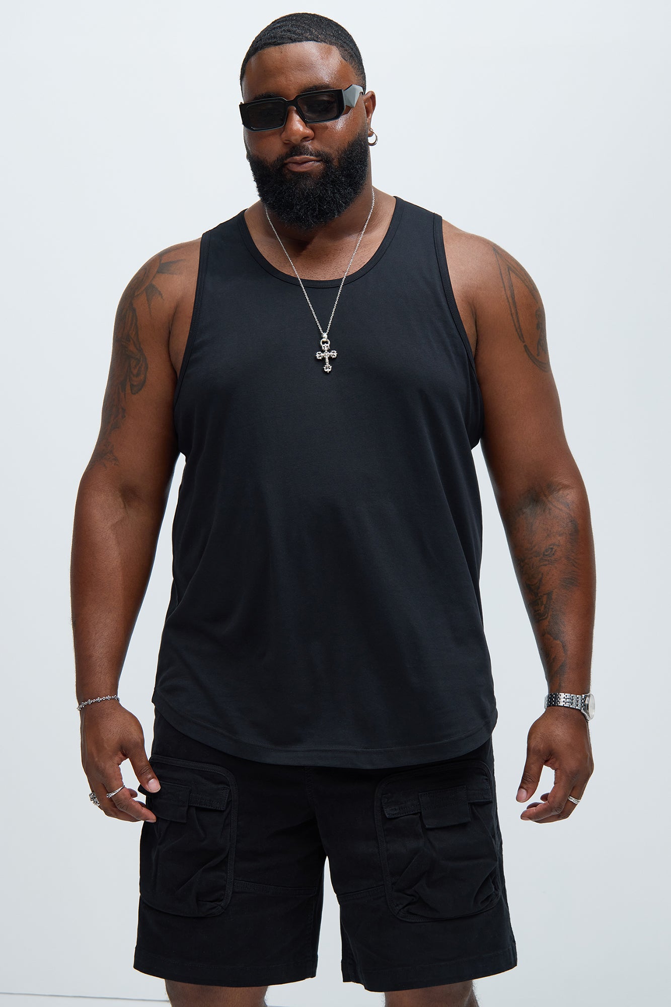 Essential Scallop Tank Top - Black - Image 4