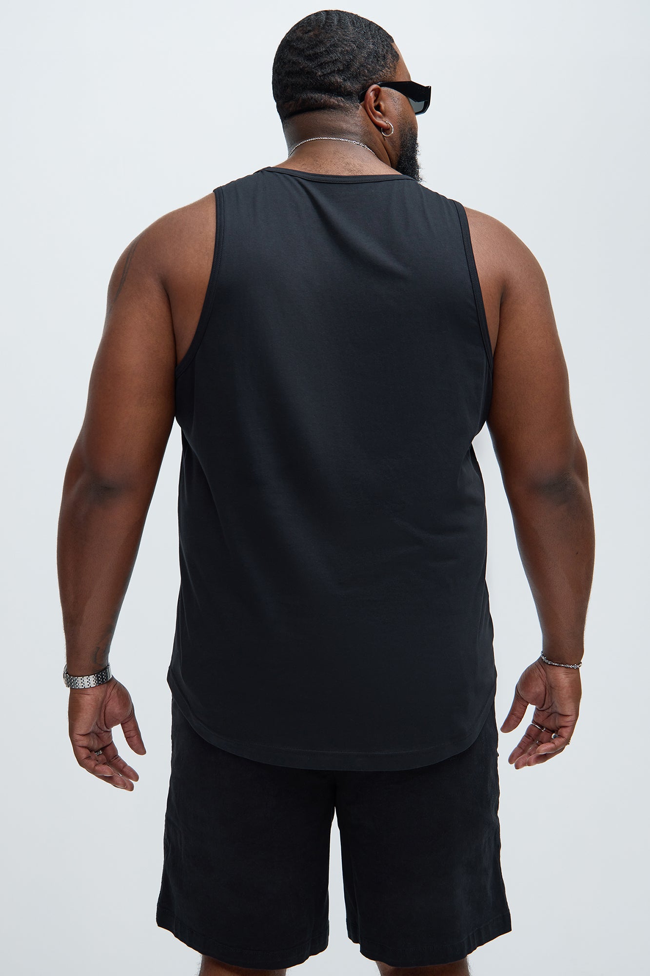 Essential Scallop Tank Top - Black - Image 6