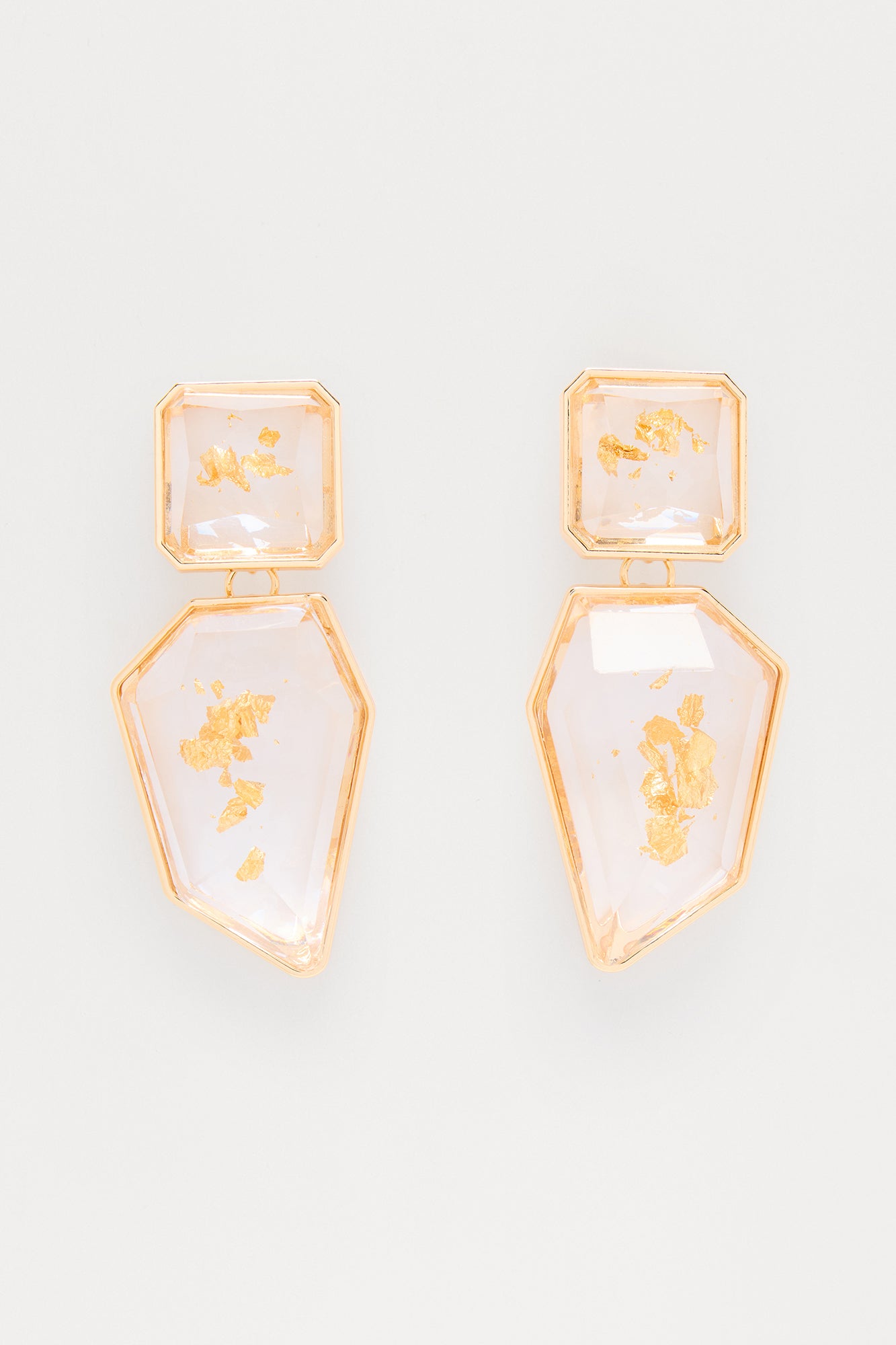 Radiant Foil Drop Statement Earrings - Gold - Image 3