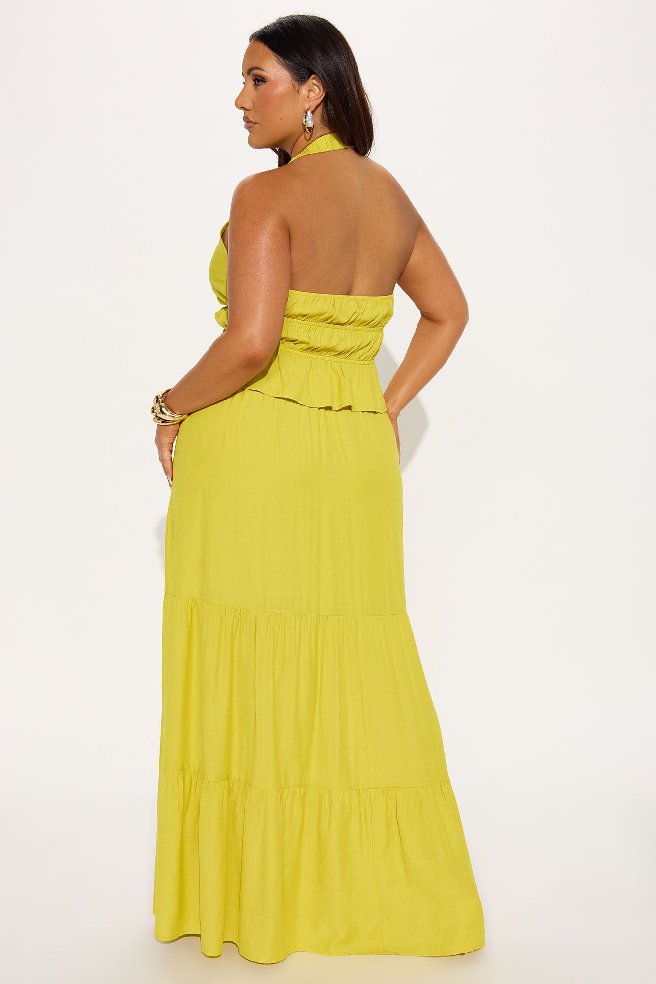 Valerie Boho Linen Skirt Set - Chartreuse - Image 6