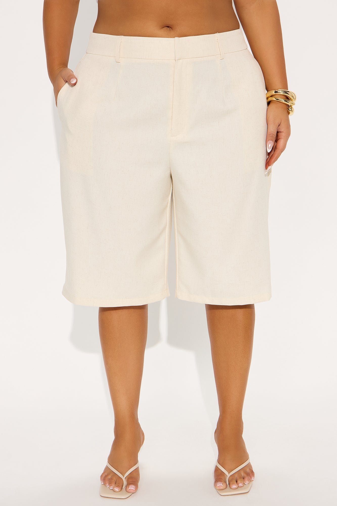 Paloma Linen Bermuda Short - Cream - Image 5